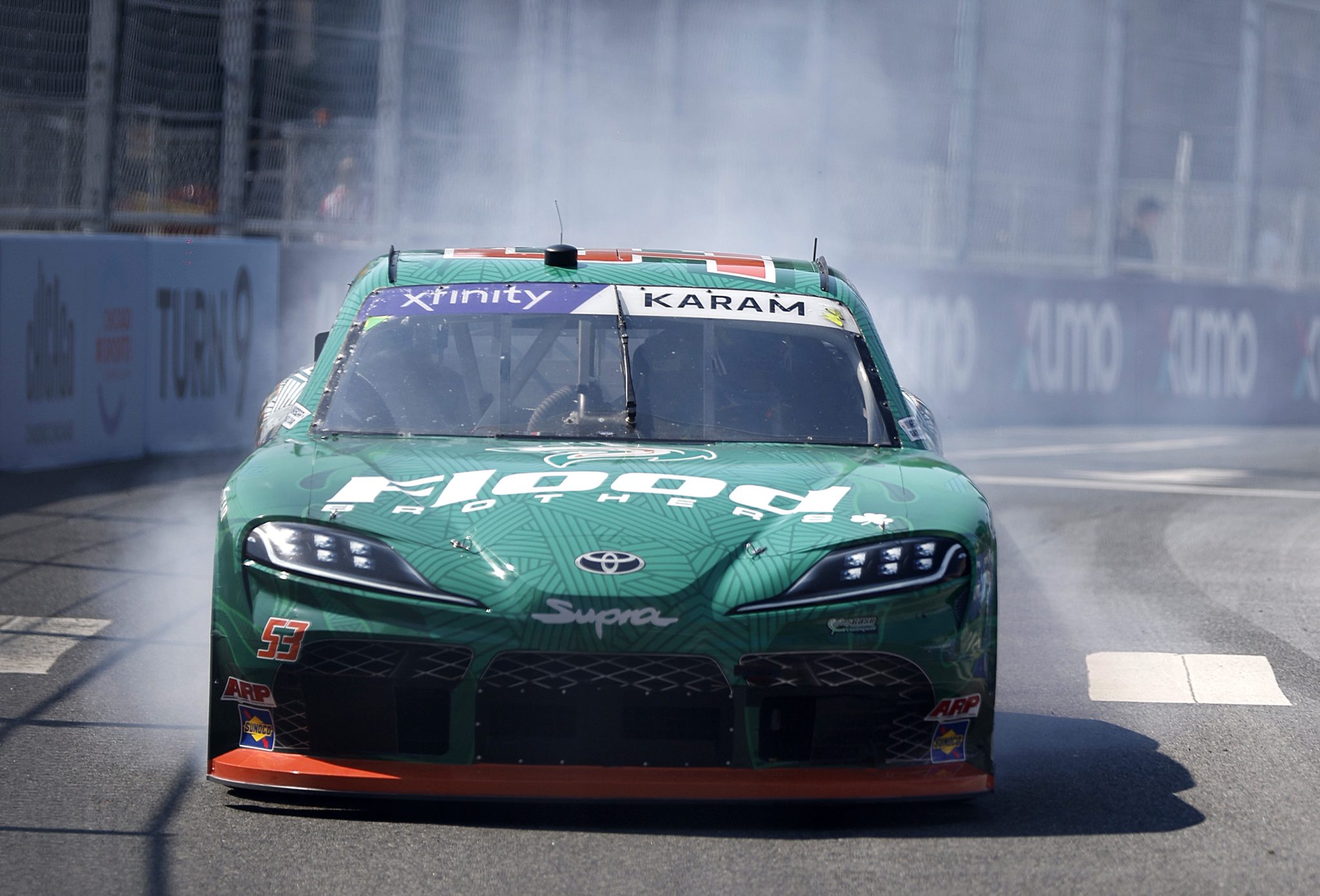 CHICAGO, ILLINOIS - JULY 05: Sage Karam, driver of the #53 Flood Brothers Toyota, drives during practice for the NASCAR Xfinity Series The Loop 110 at Chicago Street Course on July 05, 2025 in Chicago, Illinois. (Photo by Logan Riely/Getty Images) | Getty Images