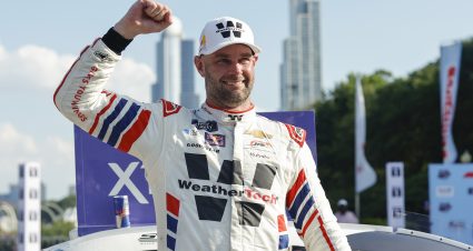 CHICAGO, ILLINOIS - JULY 05: Shane Van Gisbergen, driver of the #9 WeatherTech/Red Bull Chevrolet, celebrates after winning the NASCAR Xfinity Series The Loop 110 at Chicago Street Course on July 05, 2025 in Chicago, Illinois. (Photo by Logan Riely/Getty Images) | Getty Images