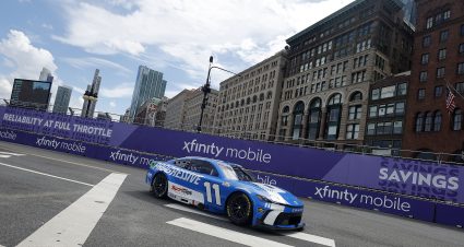 CHICAGO, ILLINOIS - JULY 06: Denny Hamlin, driver of the #11 Progressive Toyota, drives during the NASCAR Cup Series Grant Park 165 at Chicago Street Course on July 06, 2025 in Chicago, Illinois. (Photo by Logan Riely/Getty Images) | Getty Images
