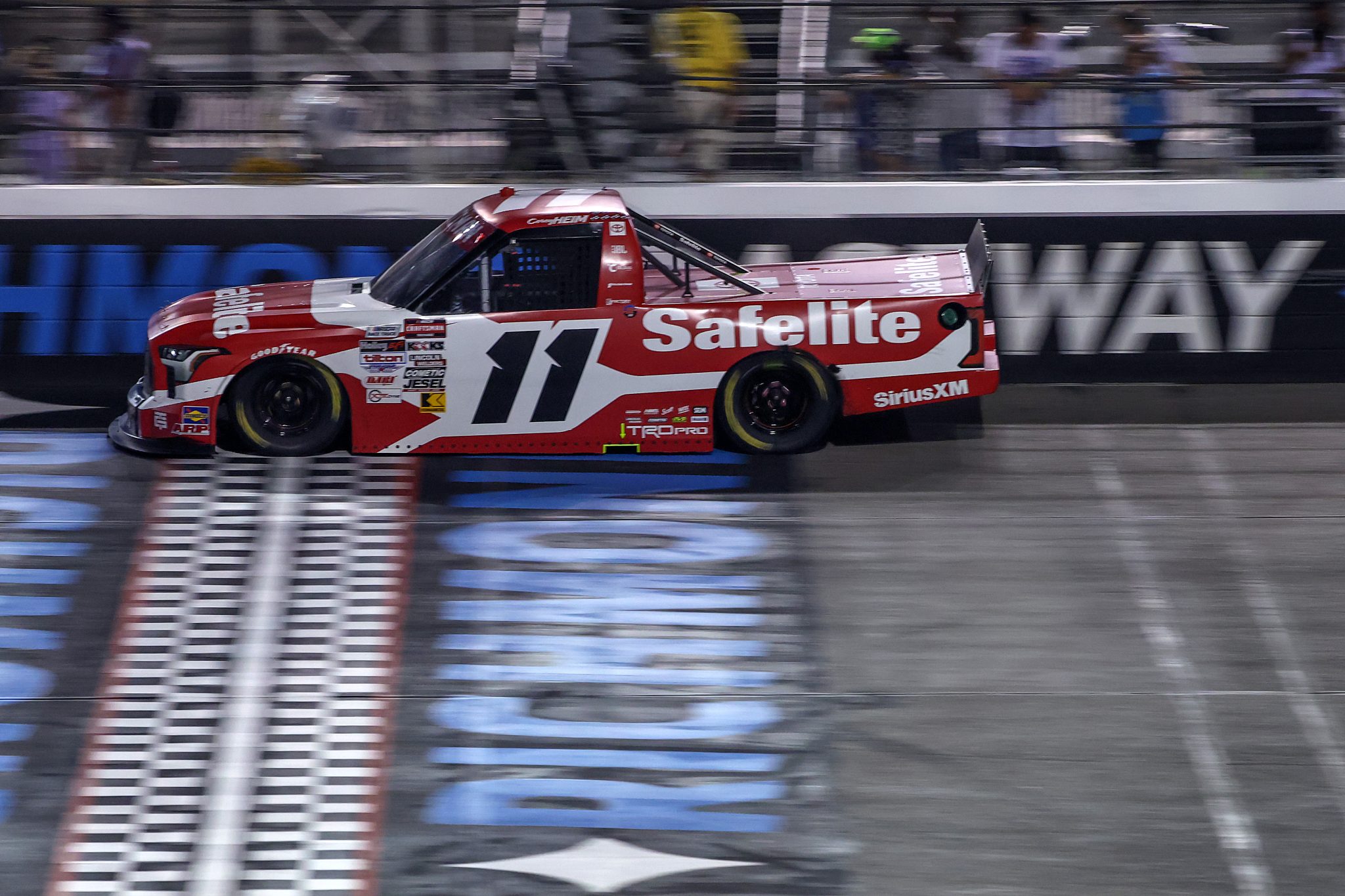 RICHMOND, VIRGINIA - AUGUST 15: Corey Heim, driver of the #11 Safelite Toyota, drives during the NASCAR Craftsman Truck Series eero 250 at Richmond Raceway on August 15, 2025 in Richmond, Virginia. (Photo by Samuel Corum/Getty Images) | Getty Images