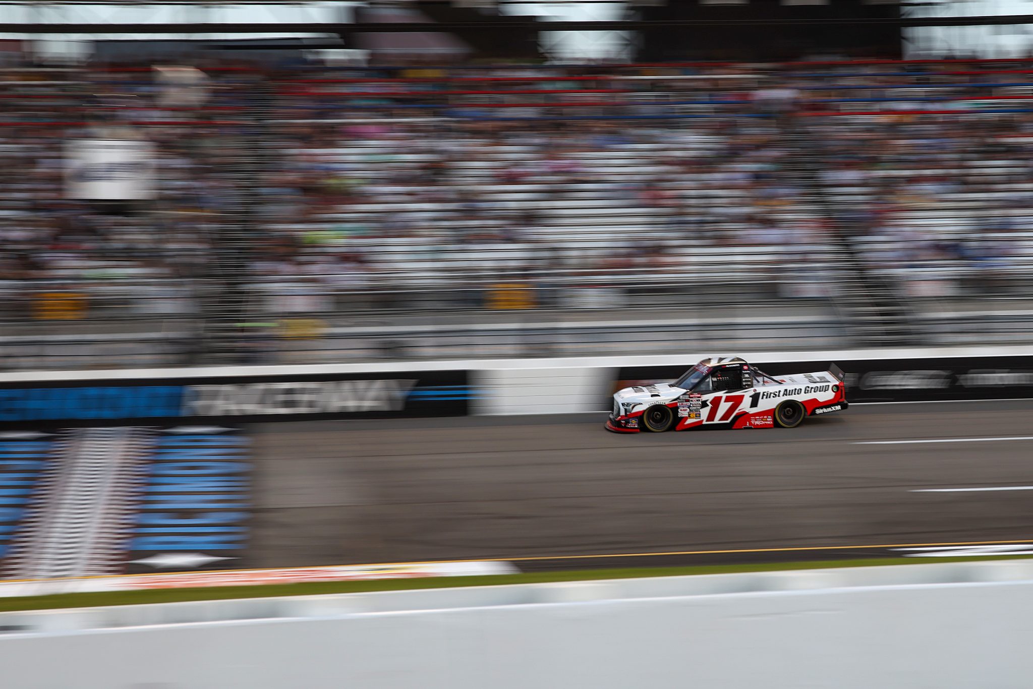 RICHMOND, VIRGINIA - AUGUST 15: Giovanni Ruggiero, driver of the #17 First Auto Group Toyota, drives during the NASCAR Craftsman Truck Series eero 250 at Richmond Raceway on August 15, 2025 in Richmond, Virginia. (Photo by Samuel Corum/Getty Images) | Getty Images