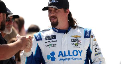 ROCKINGHAM, NORTH CAROLINA - APRIL 19: Josh Williams, driver of the #11 Alloy Employer Services Chevrolet, fist bumps fans during pre-race ceremonies prior to the NASCAR Xfinity Series North Carolina Education Lottery 250 presented by Black's Tire at Rockingham Speedway on April 19, 2025 in Rockingham, North Carolina. (Photo by James Gilbert/Getty Images) | Getty Images