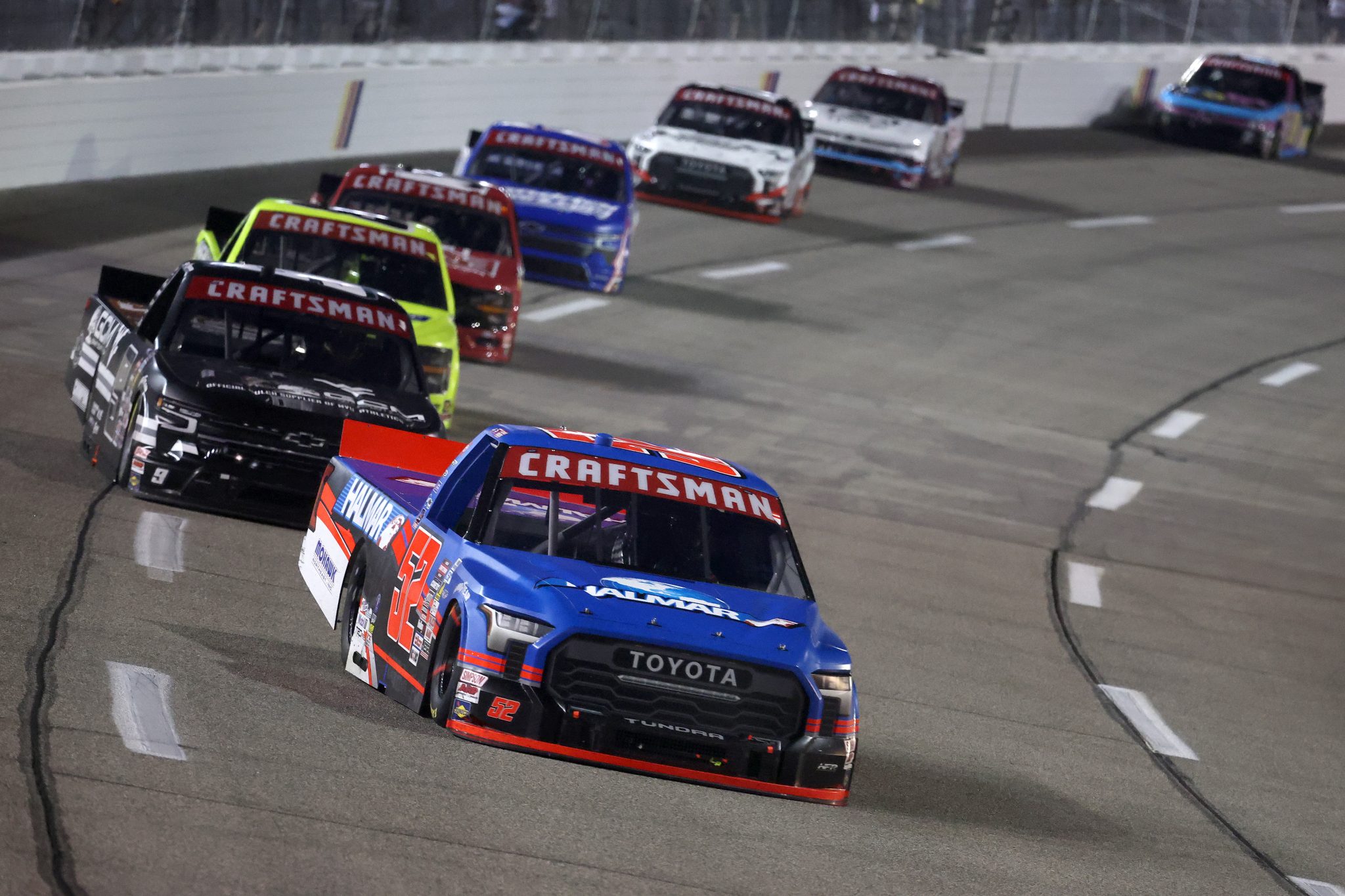 RICHMOND, VIRGINIA - AUGUST 15: Kaden Honeycutt, driver of the #52 Halmar International Toyota, drives during the NASCAR Craftsman Truck Series eero 250 at Richmond Raceway on August 15, 2025 in Richmond, Virginia. (Photo by Chris Graythen/Getty Images) | Getty Images