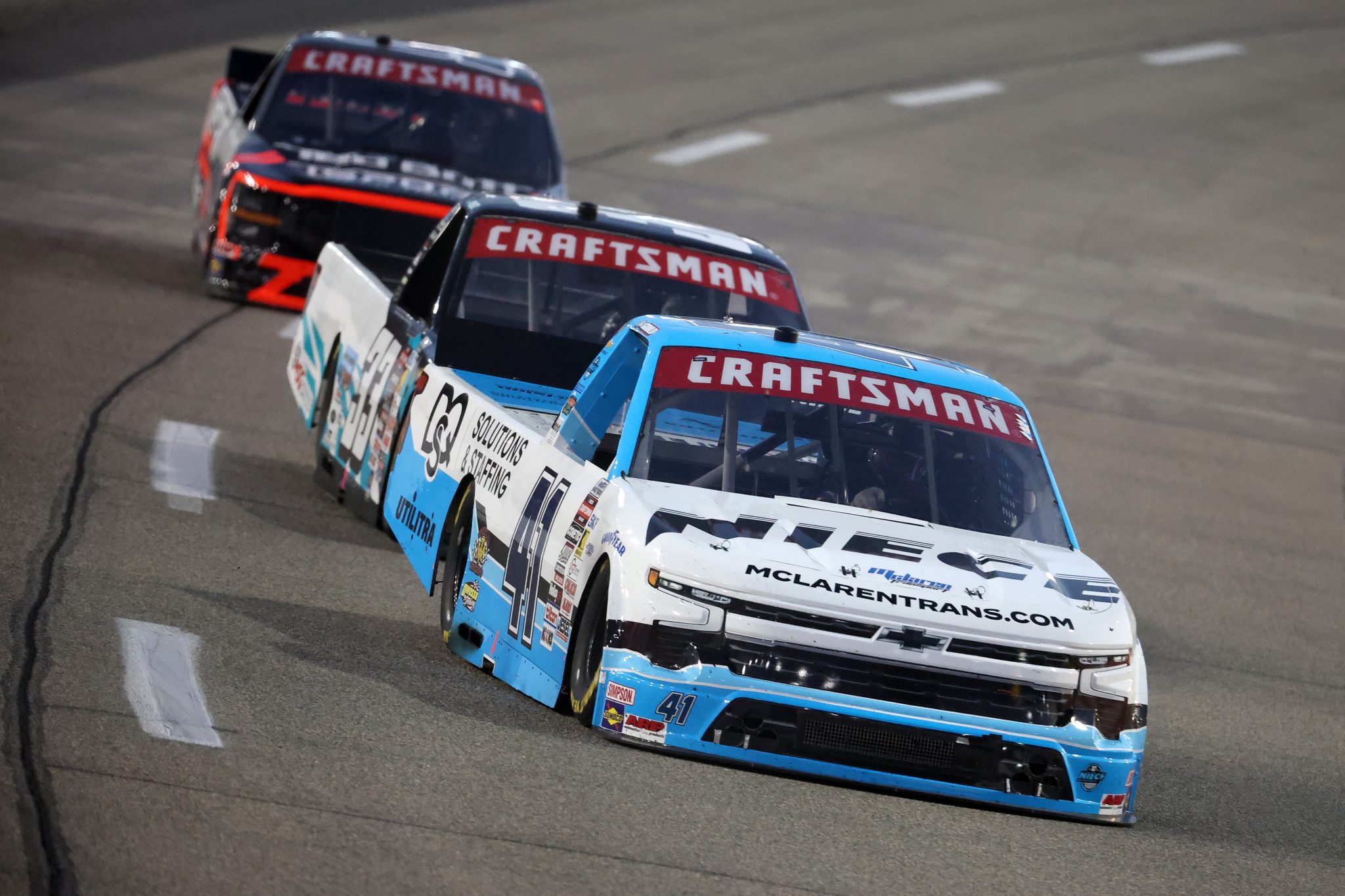 RICHMOND, VIRGINIA - AUGUST 15: Matthew Gould, driver of the #41 Niece/DQS/J.F. Electric Chevrolet, drives during the NASCAR Craftsman Truck Series eero 250 at Richmond Raceway on August 15, 2025 in Richmond, Virginia. (Photo by Chris Graythen/Getty Images) | Getty Images