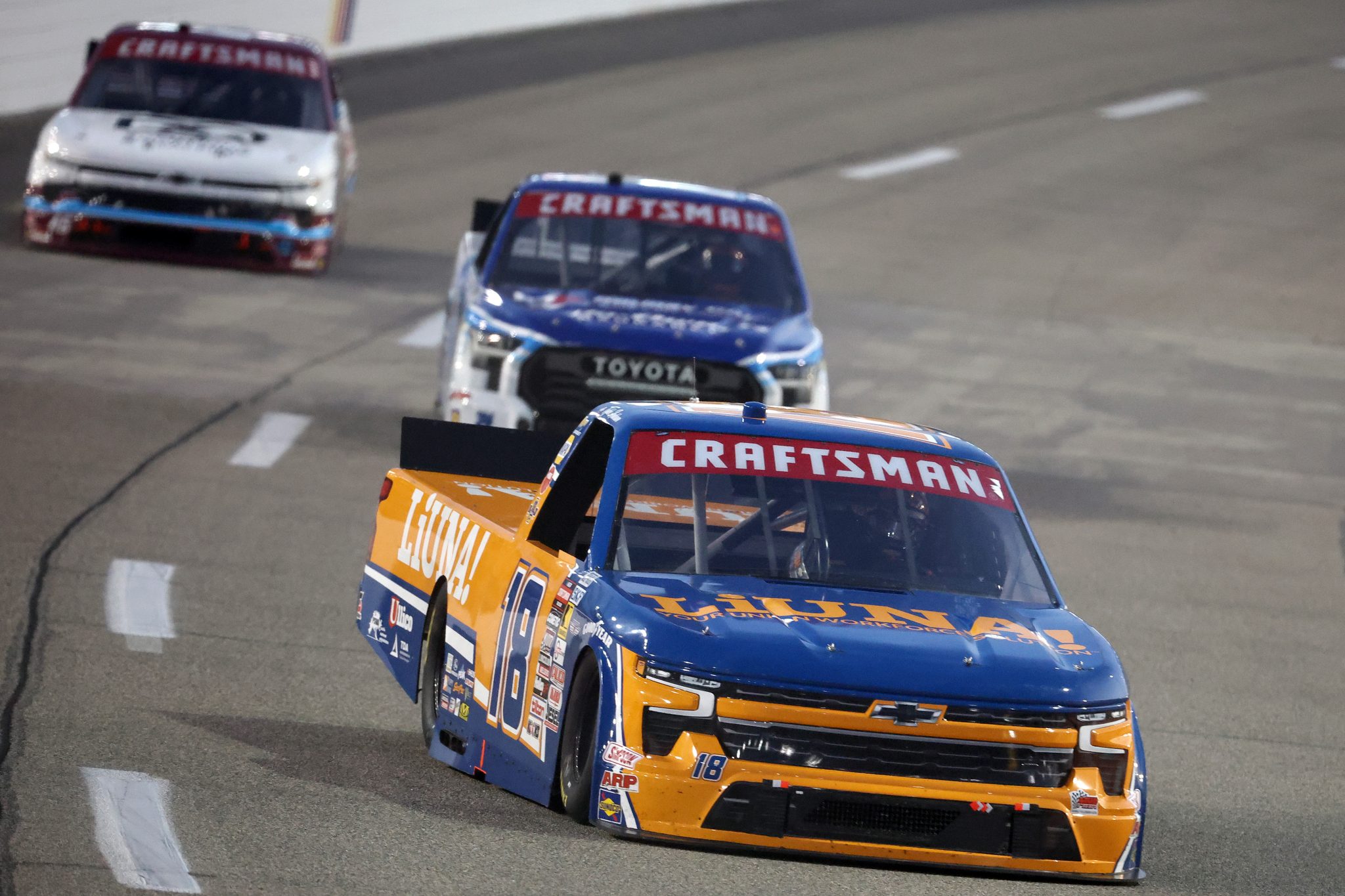RICHMOND, VIRGINIA - AUGUST 15: Tyler Ankrum, driver of the #18 LiUNA! Chevrolet, drives during the NASCAR Craftsman Truck Series eero 250 at Richmond Raceway on August 15, 2025 in Richmond, Virginia. (Photo by Chris Graythen/Getty Images) | Getty Images