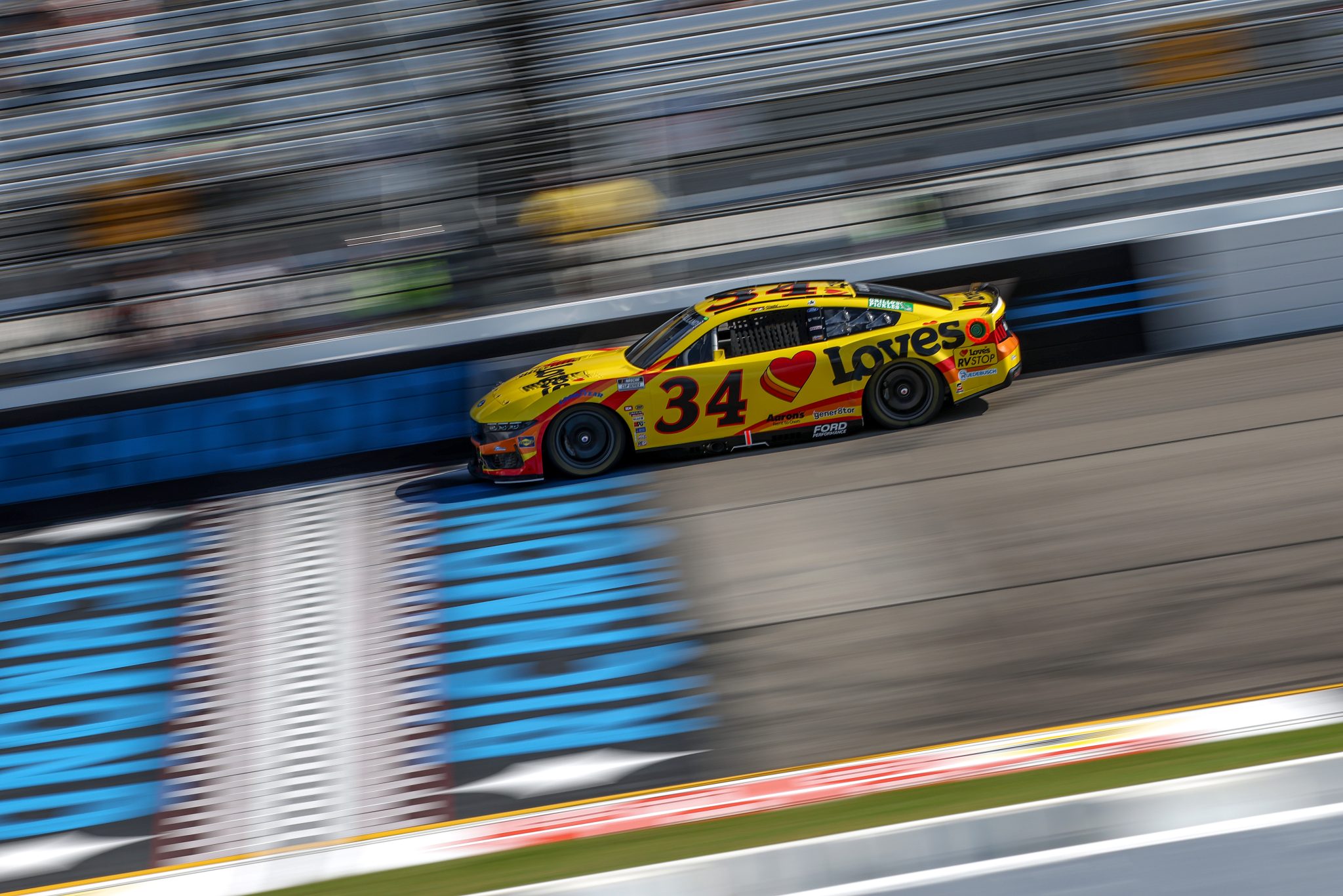 RICHMOND, VIRGINIA - AUGUST 15: Todd Gilliland, driver of the #34 Love's Travel Stops Ford, drives during practice for the NASCAR Cup Series Cook Out 400 - Practice at Richmond Raceway on August 15, 2025 in Richmond, Virginia. (Photo by Samuel Corum/Getty Images) | Getty Images