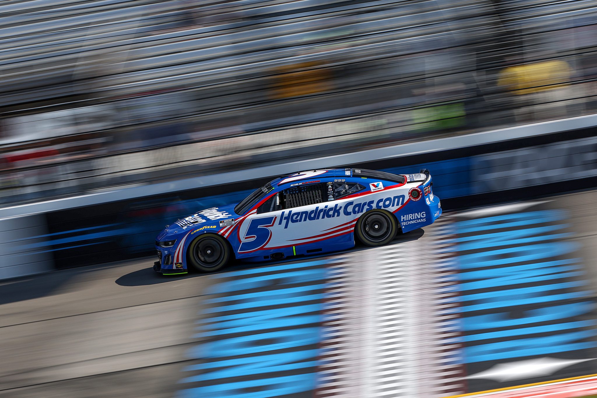 RICHMOND, VIRGINIA - AUGUST 15: Kyle Larson, driver of the #5 HendrickCars.com Chevrolet, drives during practice for the NASCAR Cup Series Cook Out 400 - Practice at Richmond Raceway on August 15, 2025 in Richmond, Virginia. (Photo by Samuel Corum/Getty Images) | Getty Images