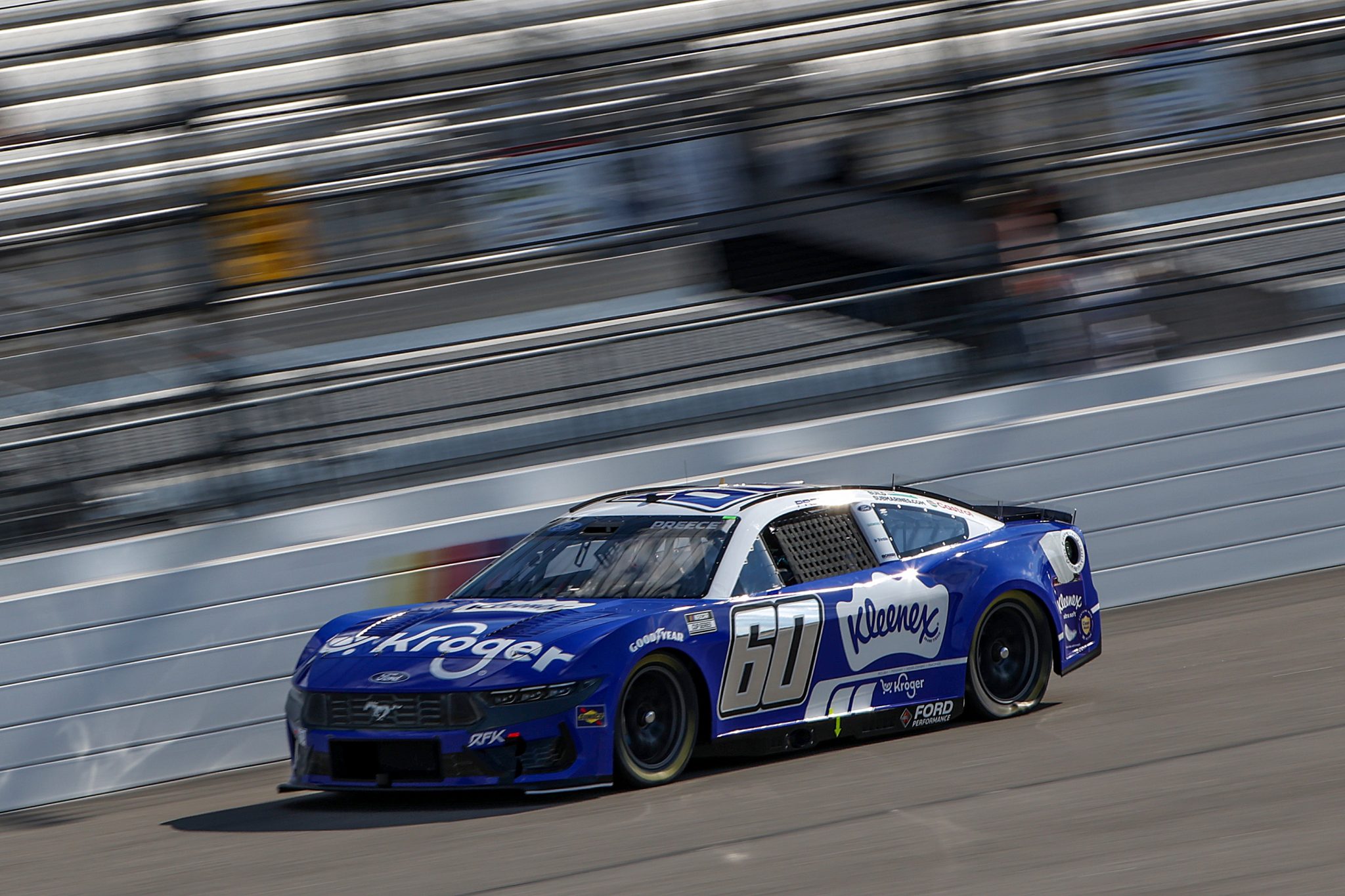 RICHMOND, VIRGINIA - AUGUST 15: Ryan Preece, driver of the #60 Kroger/Kleenex Ford, drives during practice for the NASCAR Cup Series Cook Out 400 - Practice at Richmond Raceway on August 15, 2025 in Richmond, Virginia. (Photo by Samuel Corum/Getty Images) | Getty Images