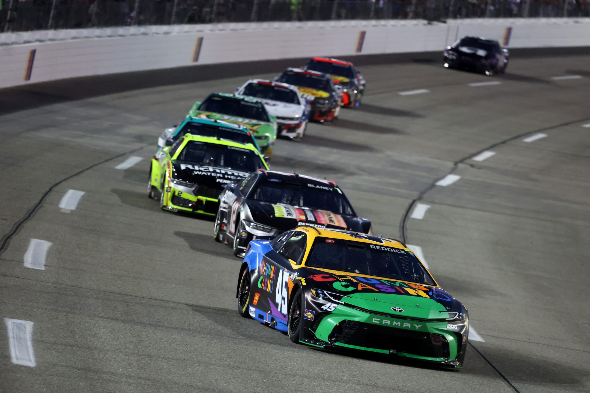 RICHMOND, VIRGINIA - AUGUST 16: Tyler Reddick, driver of the #45 Chumba Casino Toyota, drives during the NASCAR Cup Series Cook Out 400 at Richmond Raceway on August 16, 2025 in Richmond, Virginia. (Photo by Chris Graythen/Getty Images) | Getty Images