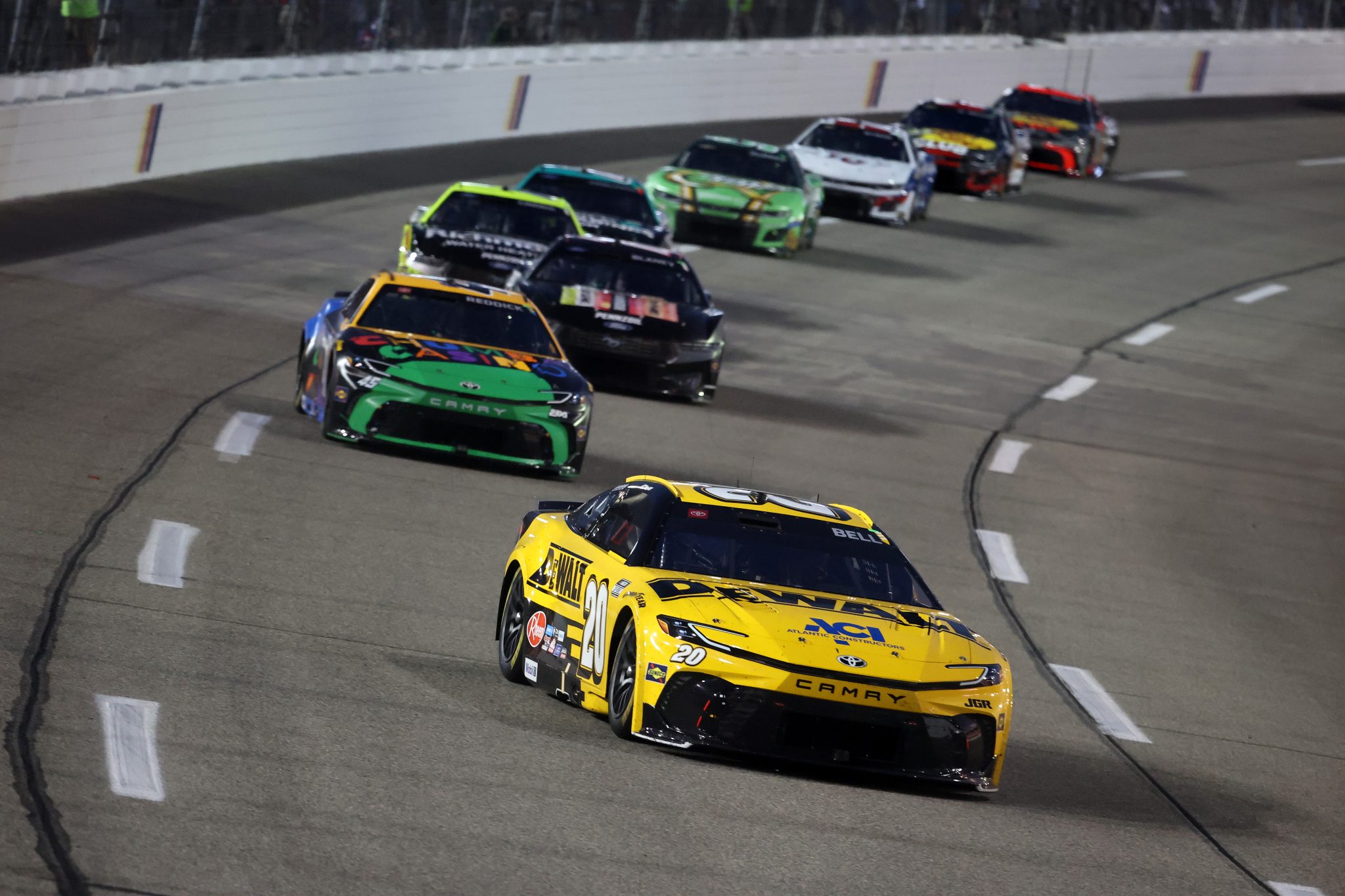 RICHMOND, VIRGINIA - AUGUST 16: Christopher Bell, driver of the #20 DEWALT Toyota, drives during the NASCAR Cup Series Cook Out 400 at Richmond Raceway on August 16, 2025 in Richmond, Virginia. (Photo by Chris Graythen/Getty Images) | Getty Images