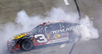 RICHMOND, VIRGINIA - AUGUST 16: Austin Dillon, driver of the #3 Bass Pro/Winchester Chevrolet, celebrates with a burnout after winning the NASCAR Cup Series Cook Out 400 at Richmond Raceway on August 16, 2025 in Richmond, Virginia. (Photo by Chris Graythen/Getty Images) | Getty Images