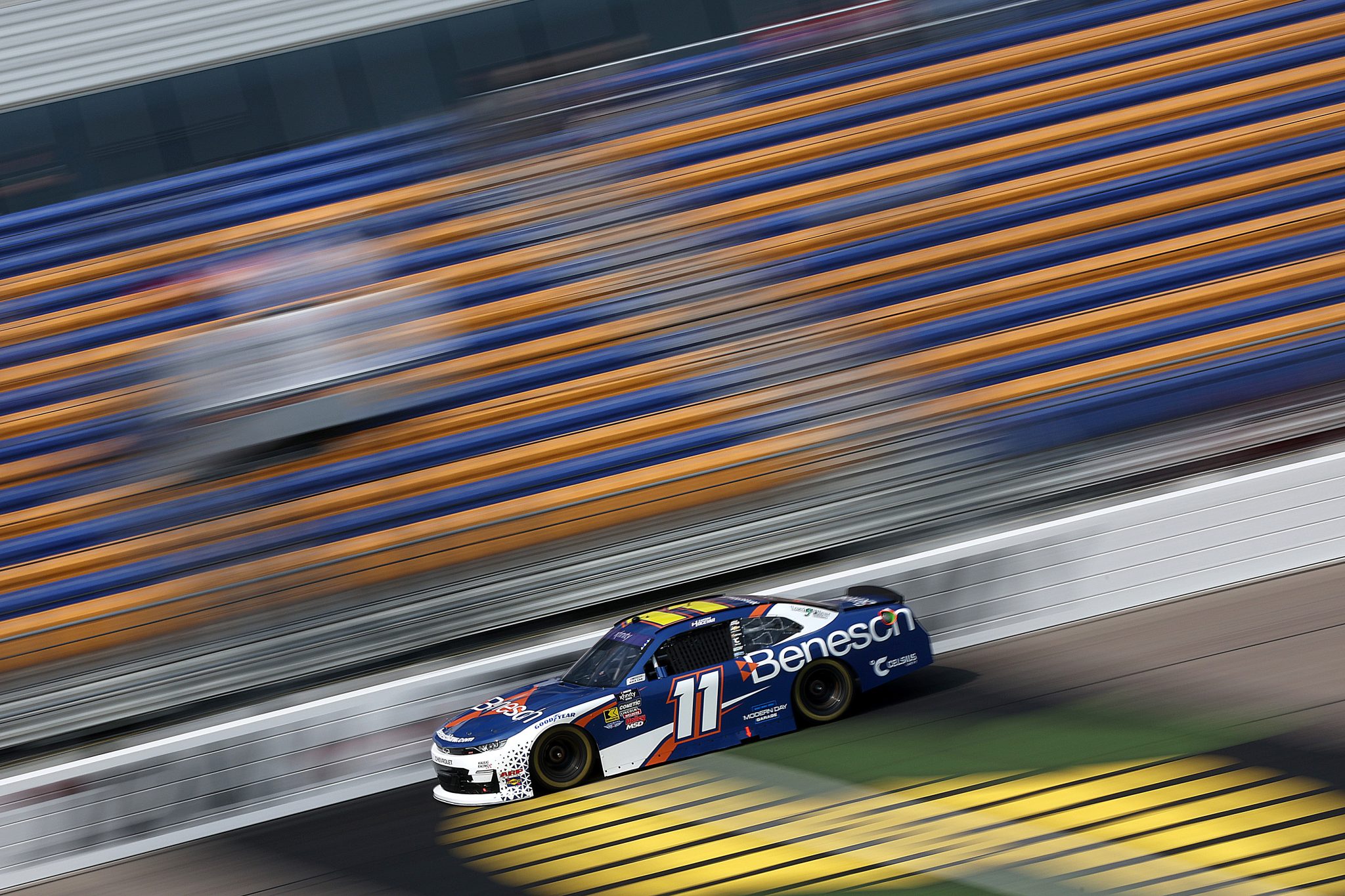 NEWTON, IOWA - AUGUST 02: Carson Hocevar, driver of the #11 Benesch Law Chevrolet, drives during practice for the NASCAR Xfinity Series HyVee Perks 250 at Iowa Speedway on August 02, 2025 in Newton, Iowa. (Photo by Meg Oliphant/Getty Images) | Getty Images