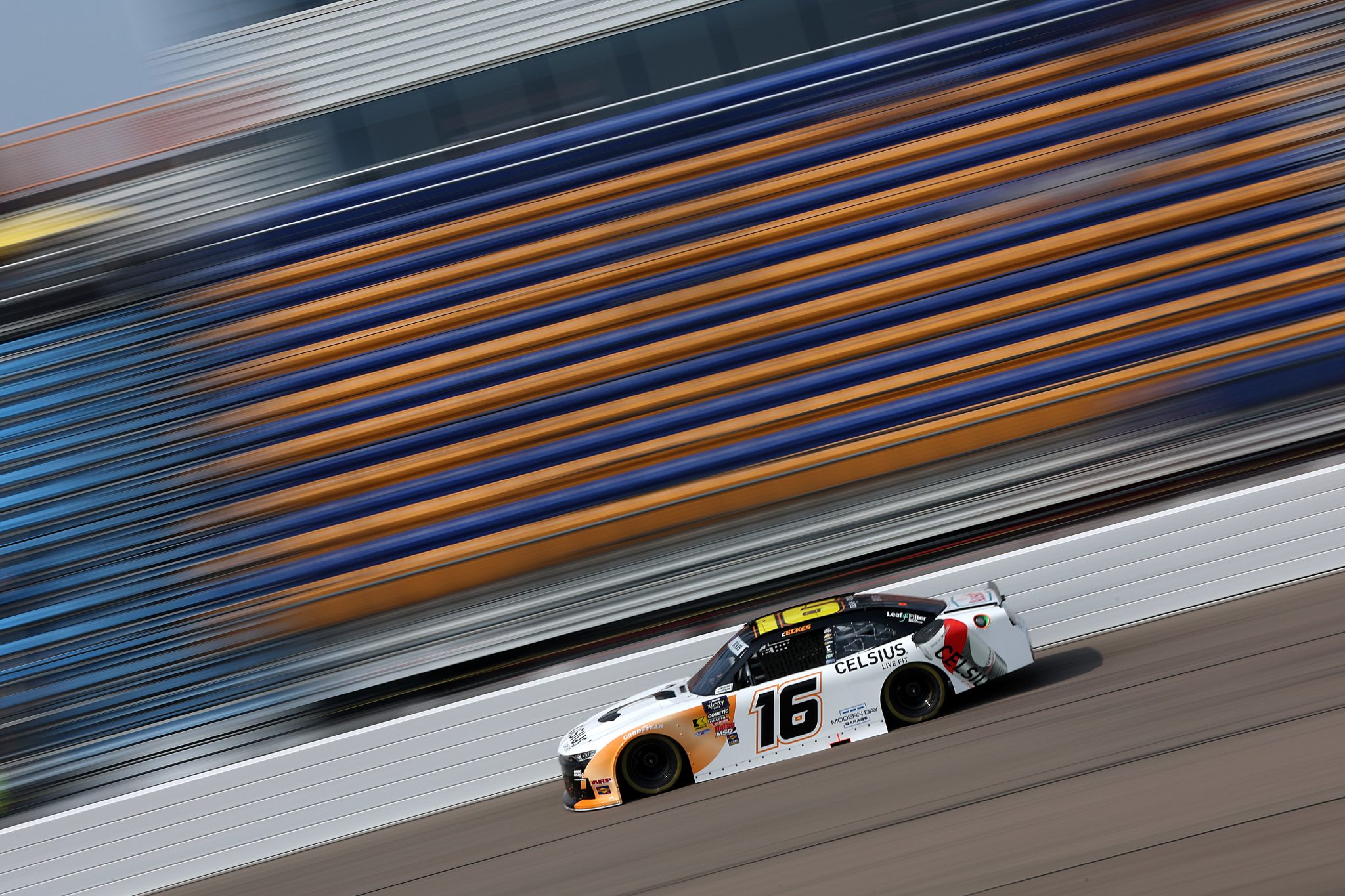 NEWTON, IOWA - AUGUST 02: Christian Eckes, driver of the #16 Celsius Chevrolet, drives during practice for the NASCAR Xfinity Series HyVee Perks 250 at Iowa Speedway on August 02, 2025 in Newton, Iowa. (Photo by Meg Oliphant/Getty Images) | Getty Images