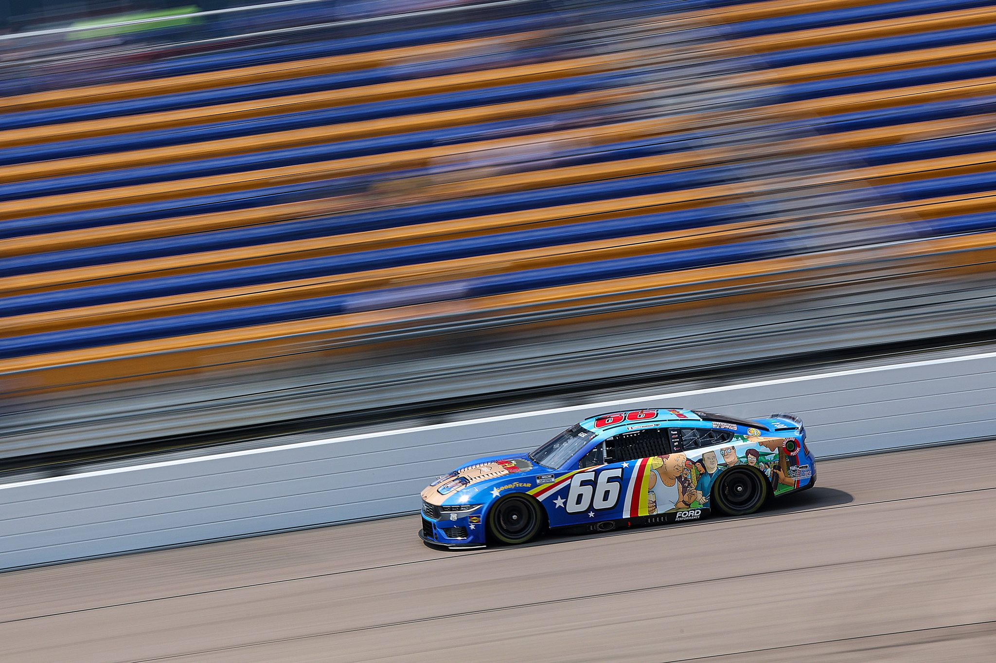 NEWTON, IOWA - AUGUST 02: Joey Gase, driver of the #66 King of the Hill on Hulu Ford, drives during practice for the NASCAR Cup Series Iowa Corn 350 Powered by Ethanol at Iowa Speedway on August 02, 2025 in Newton, Iowa. (Photo by Meg Oliphant/Getty Images) | Getty Images