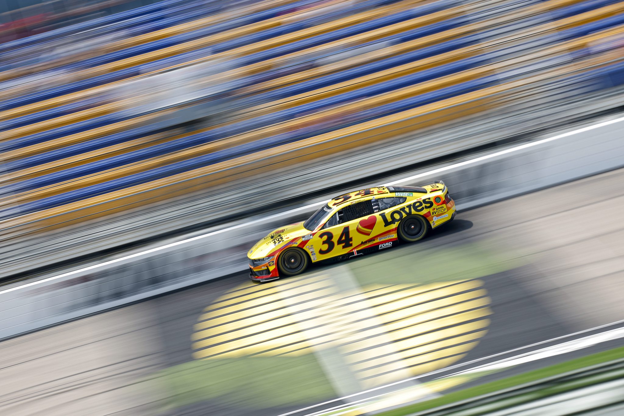 NEWTON, IOWA - AUGUST 02: Todd Gilliland, driver of the #34 Love's Travel Stops Ford, drives during practice for the NASCAR Cup Series Iowa Corn 350 Powered by Ethanol at Iowa Speedway on August 02, 2025 in Newton, Iowa. (Photo by Sean Gardner/Getty Images) | Getty Images