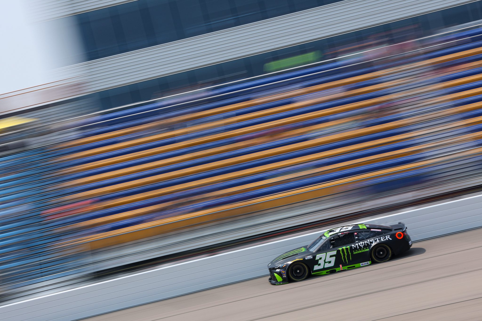 NEWTON, IOWA - AUGUST 02: Riley Herbst, driver of the #35 Monster Energy Zero Sugar Toyota, drives during practice for the NASCAR Cup Series Iowa Corn 350 Powered by Ethanol at Iowa Speedway on August 02, 2025 in Newton, Iowa. (Photo by Meg Oliphant/Getty Images) | Getty Images