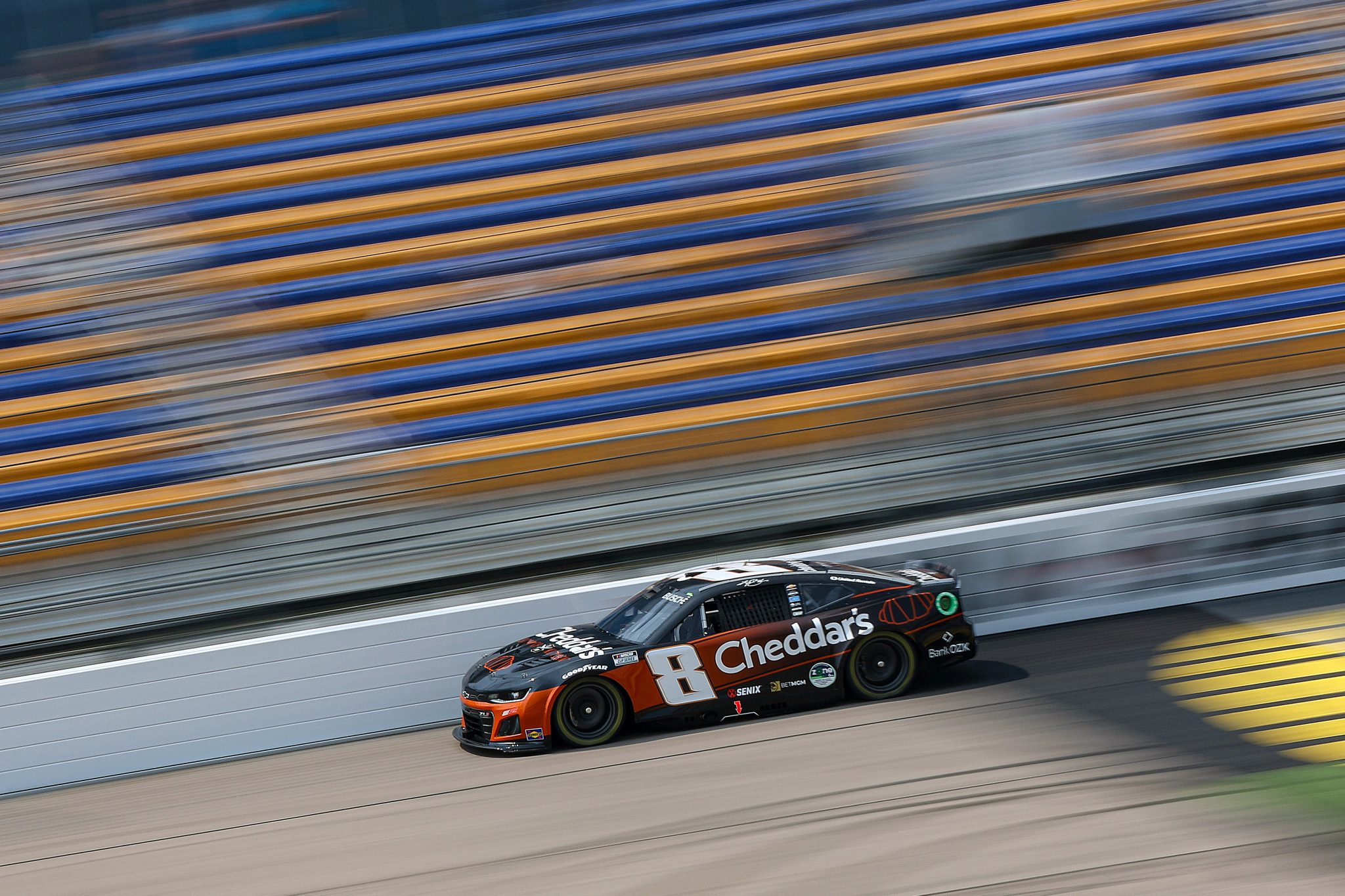 NEWTON, IOWA - AUGUST 02: Kyle Busch, driver of the #8 Cheddar's Scratch Kitchen Chevrolet, drives during practice for the NASCAR Cup Series Iowa Corn 350 Powered by Ethanol at Iowa Speedway on August 02, 2025 in Newton, Iowa. (Photo by Meg Oliphant/Getty Images) | Getty Images