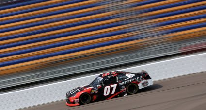 NEWTON, IOWA - AUGUST 02: Patrick Emerling, driver of the #07 Motoplex of Nebraska Chevrolet, drives during practice for the NASCAR Xfinity Series HyVee Perks 250 at Iowa Speedway on August 02, 2025 in Newton, Iowa. (Photo by Meg Oliphant/Getty Images) | Getty Images