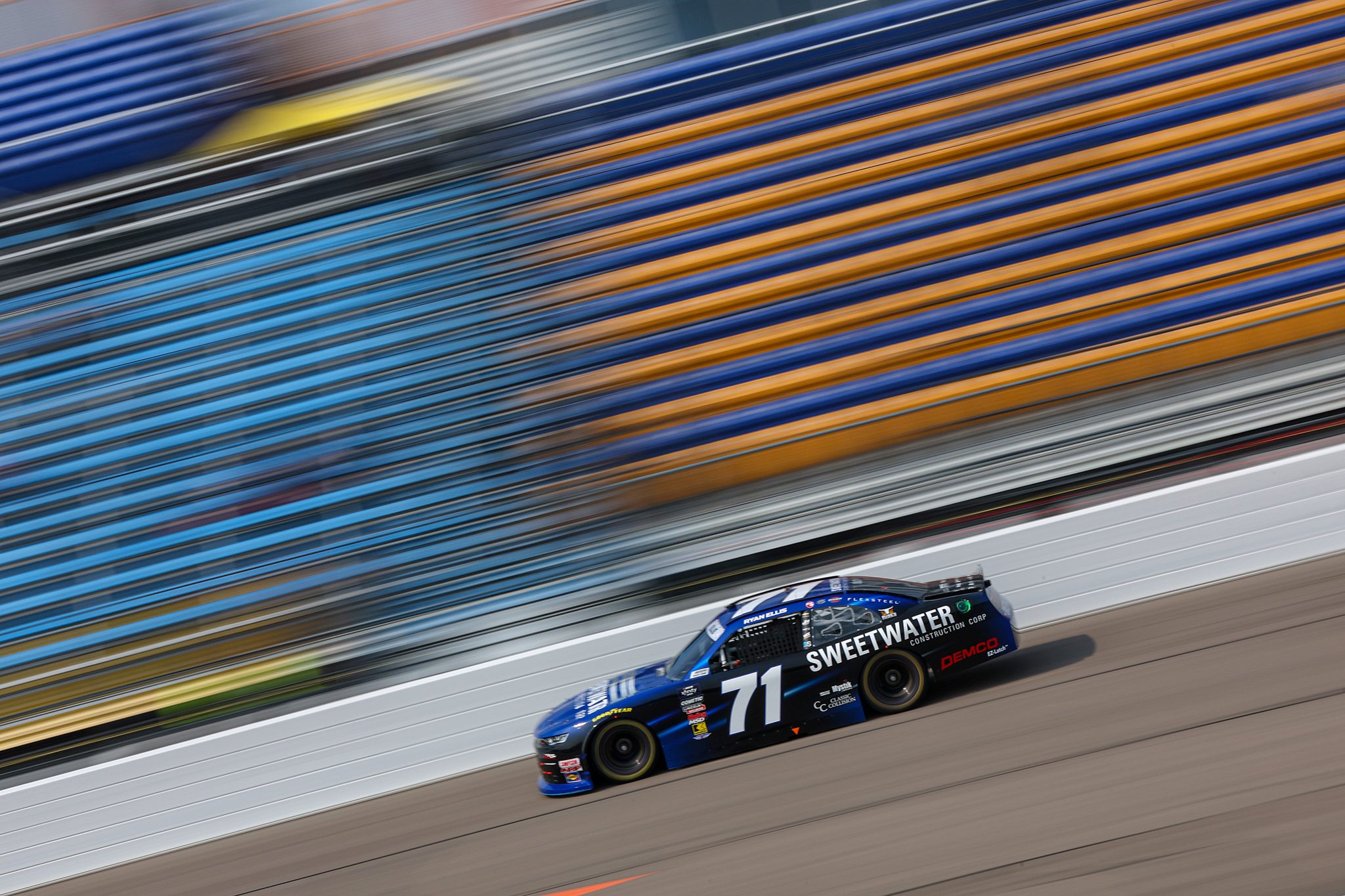 NEWTON, IOWA - AUGUST 02: Ryan Ellis, driver of the #71 Sweetwater Construction Chevrolet, drives during qualifying for the NASCAR Xfinity Series HyVee Perks 250 at Iowa Speedway on August 02, 2025 in Newton, Iowa. (Photo by Meg Oliphant/Getty Images) | Getty Images