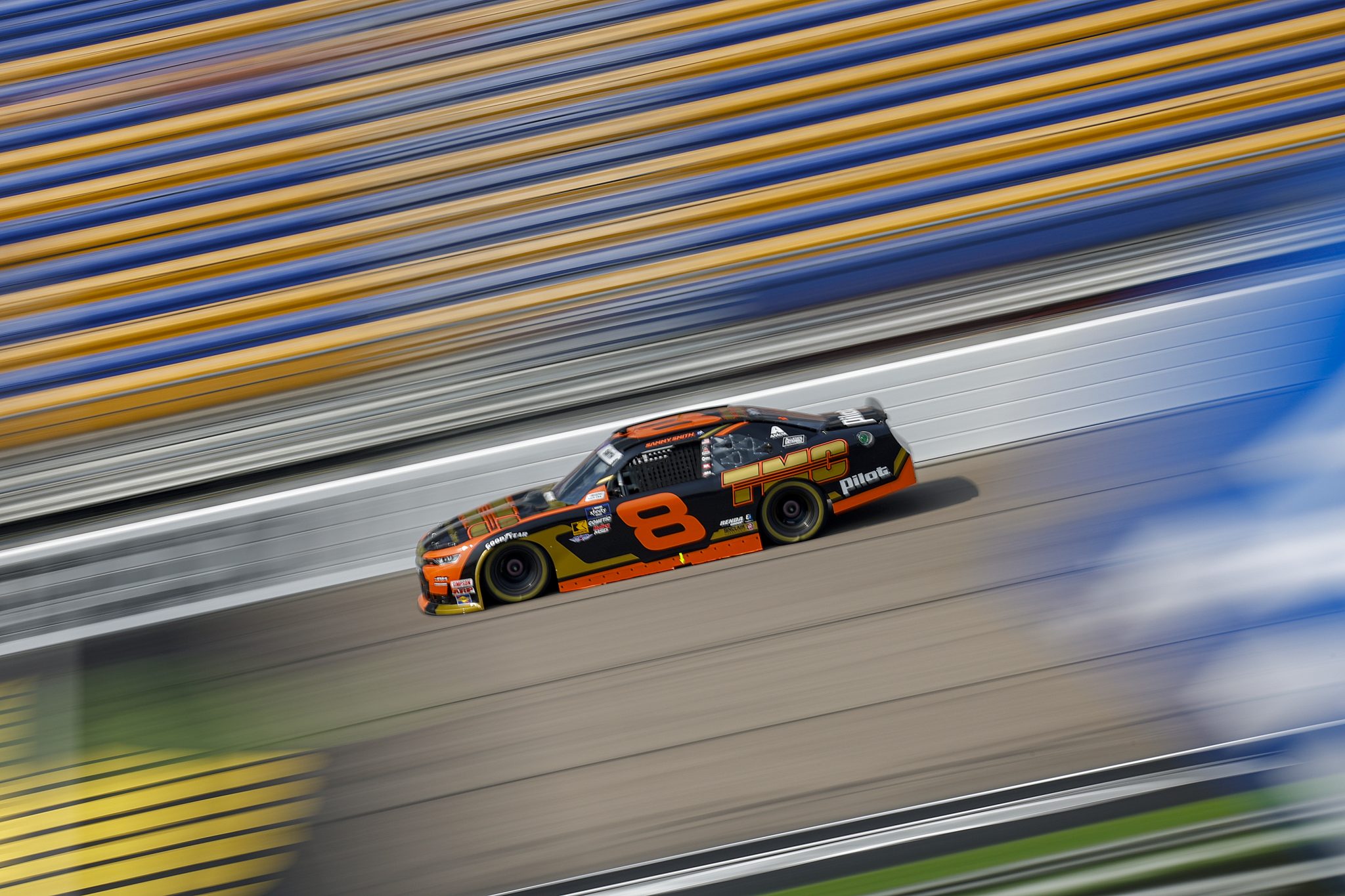 NEWTON, IOWA - AUGUST 02: Sammy Smith, driver of the #8 TMC Transportation Chevrolet, drives during practice for the NASCAR Xfinity Series HyVee Perks 250 at Iowa Speedway on August 02, 2025 in Newton, Iowa. (Photo by Sean Gardner/Getty Images) | Getty Images