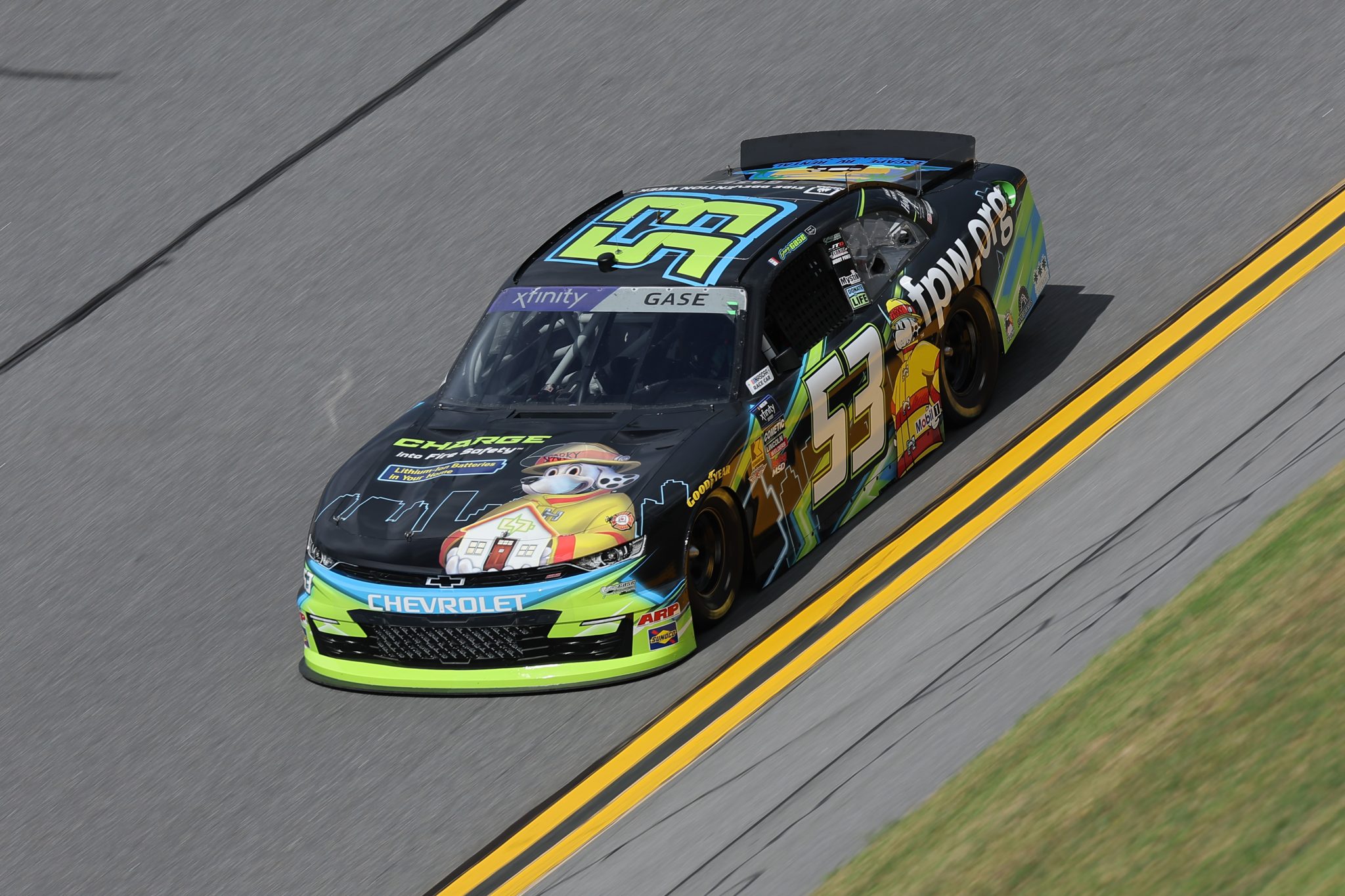 DAYTONA BEACH, FLORIDA - AUGUST 22: Joey Gase, driver of the #53 NFPA Chevrolet, drives during qualifying for the NASCAR Xfinity Series Wawa 250 Powered By Coca-Cola at Daytona International Speedway on August 22, 2025 in Daytona Beach, Florida. (Photo by Jonathan Bachman/Getty Images) | Getty Images