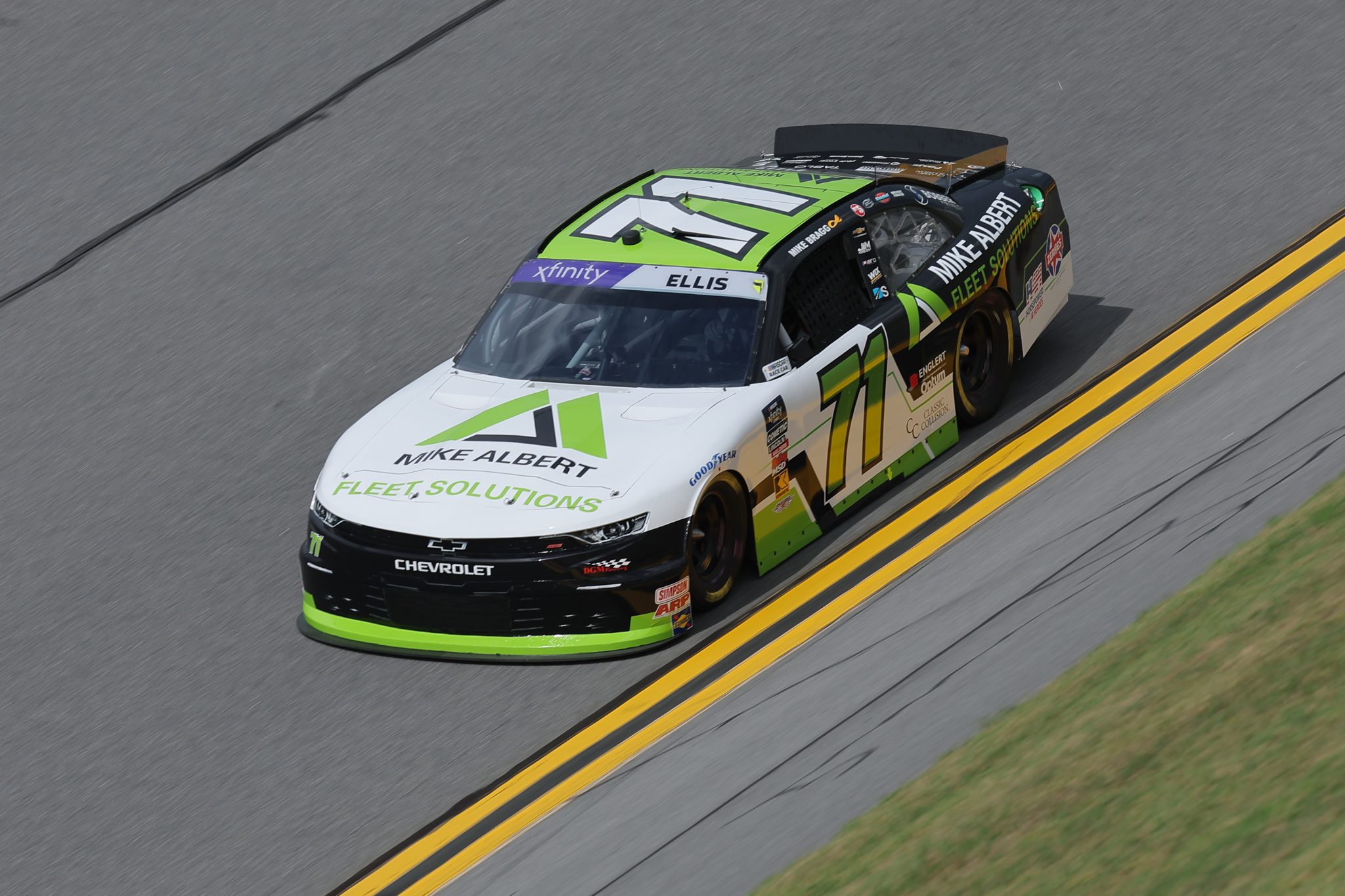 DAYTONA BEACH, FLORIDA - AUGUST 22: Ryan Ellis, driver of the #71 Mike Albert Fleet Solutions Chevrolet, drives during qualifying for the NASCAR Xfinity Series Wawa 250 Powered By Coca-Cola at Daytona International Speedway on August 22, 2025 in Daytona Beach, Florida. (Photo by Jonathan Bachman/Getty Images) | Getty Images