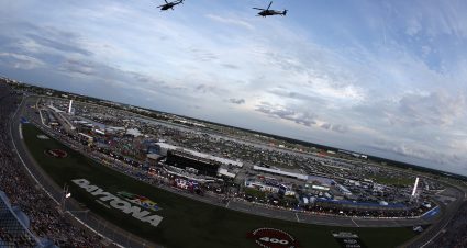 DAYTONA BEACH, FLORIDA - AUGUST 23: Two USAF HH-60W Jolly Green II 's fly over prior to the NASCAR Cup Series Coke Zero Sugar 400 at Daytona International Speedway on August 23, 2025 in Daytona Beach, Florida. (Photo by Sean Gardner/Getty Images) | Getty Images