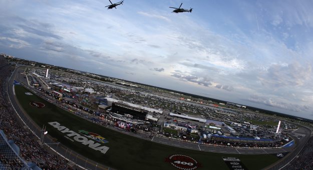 DAYTONA BEACH, FLORIDA - AUGUST 23: Two USAF HH-60W Jolly Green II 's fly over prior to the NASCAR Cup Series Coke Zero Sugar 400 at Daytona International Speedway on August 23, 2025 in Daytona Beach, Florida. (Photo by Sean Gardner/Getty Images) | Getty Images