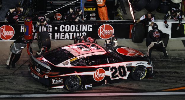 DAYTONA BEACH, FLORIDA - AUGUST 23: Christopher Bell, driver of the #20 Rheem Toyota, pits during the NASCAR Cup Series Coke Zero Sugar 400 at Daytona International Speedway on August 23, 2025 in Daytona Beach, Florida. (Photo by Sean Gardner/Getty Images) | Getty Images