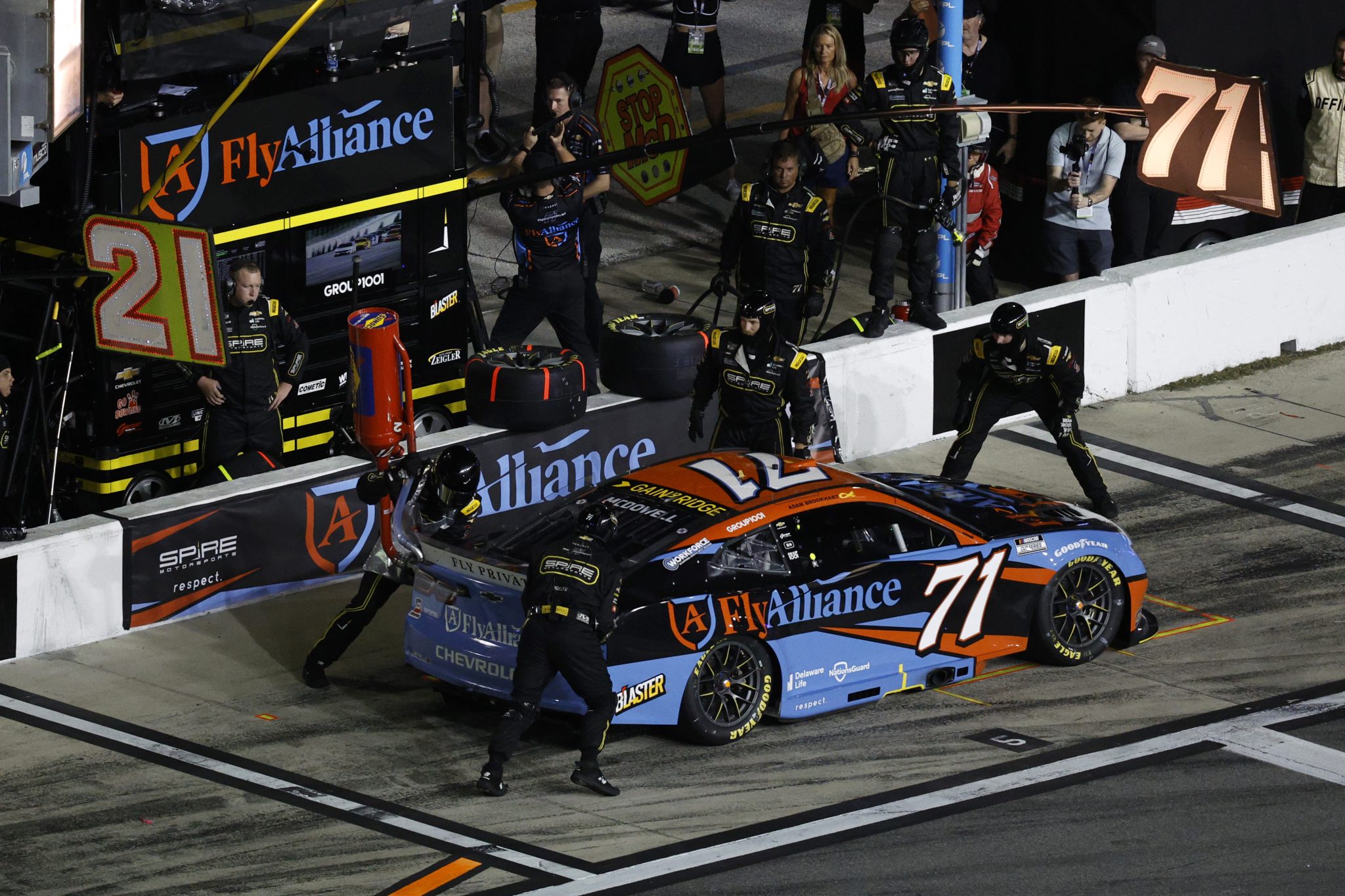DAYTONA BEACH, FLORIDA - AUGUST 23: Michael McDowell, driver of the #71 Fly Alliance Chevrolet, pits during the NASCAR Cup Series Coke Zero Sugar 400 at Daytona International Speedway on August 23, 2025 in Daytona Beach, Florida. (Photo by Sean Gardner/Getty Images) | Getty Images