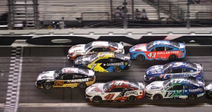 DAYTONA BEACH, FLORIDA - AUGUST 23: Ryan Blaney, driver of the #12 Advance Auto Parts Ford, crosses the start finish line to win the NASCAR Cup Series Coke Zero Sugar 400 at Daytona International Speedway on August 23, 2025 in Daytona Beach, Florida. (Photo by Chris Graythen/Getty Images) | Getty Images