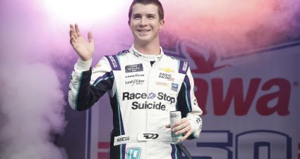 DAYTONA BEACH, FLORIDA - AUGUST 22: Daniel Dye, driver of the #10 Martech Services Company Chevrolet, is introduced prior to the NASCAR Xfinity Series Wawa 250 Powered By Coca-Cola at Daytona International Speedway on August 22, 2025 in Daytona Beach, Florida. (Photo by Sean Gardner/Getty Images) | Getty Images