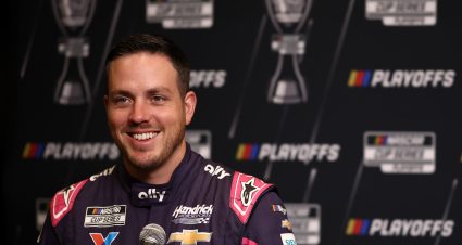 CONCORD, NORTH CAROLINA - AUGUST 27: Alex Bowman speaks with the media during NASCAR Cup Series Playoff Media Day at Charlotte Convention Center on August 27, 2025 in Charlotte, North Carolina.  (Photo by Jared C. Tilton/Getty Images) | Getty Images