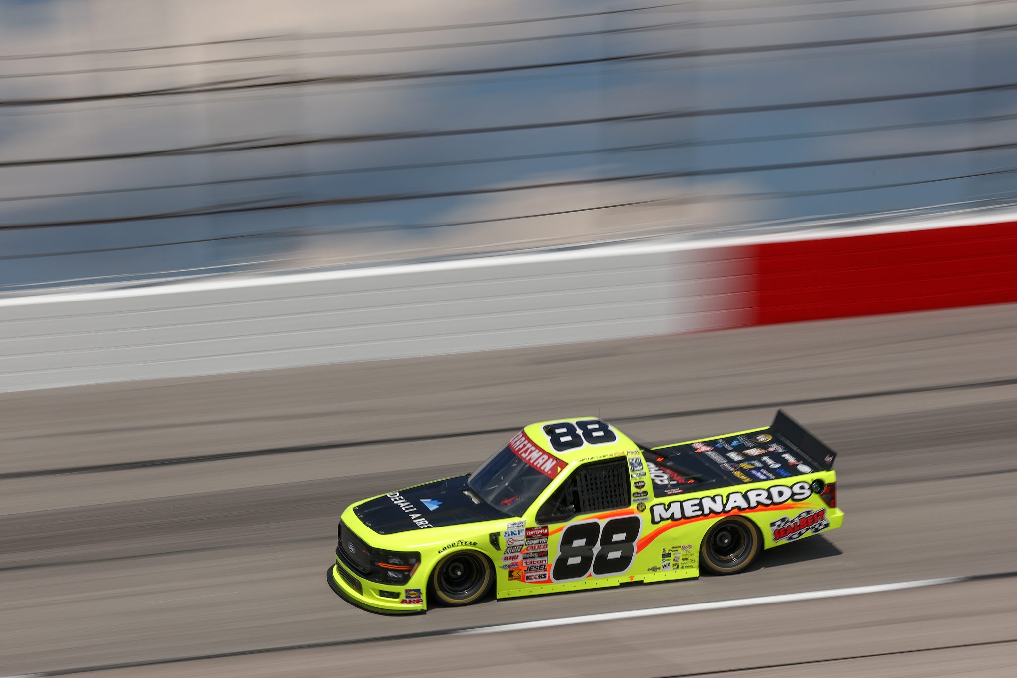 DARLINGTON, SOUTH CAROLINA - AUGUST 29: Matt Crafton, driver of the #88 Denali Aire/Menards Ford, drives during practice for the NASCAR Craftsman Truck Series Sober or Slammer 200 at Darlington Raceway on August 29, 2025 in Darlington, South Carolina. (Photo by Jared C. Tilton/Getty Images) | Getty Images