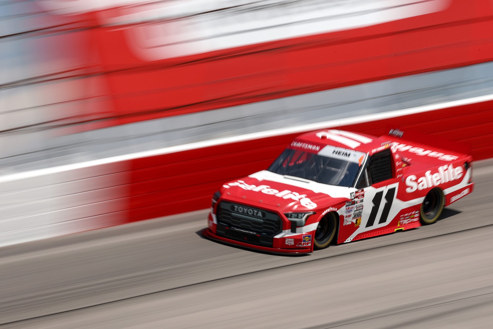 DARLINGTON, SOUTH CAROLINA - AUGUST 29: Corey Heim, driver of the #11 Safelite Toyota, drives during practice for the NASCAR Craftsman Truck Series Sober or Slammer 200 at Darlington Raceway on August 29, 2025 in Darlington, South Carolina. (Photo by Jared C. Tilton/Getty Images) | Getty Images