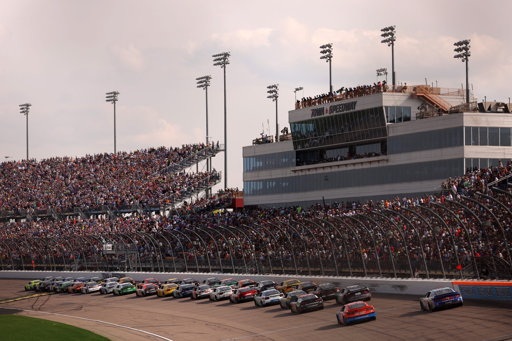 NEWTON, IOWA - AUGUST 03: A general view of racing during the NASCAR Cup Series Iowa Corn 350 Powered by Ethanol at Iowa Speedway on August 03, 2025 in Newton, Iowa. (Photo by Meg Oliphant/Getty Images) | Getty Images