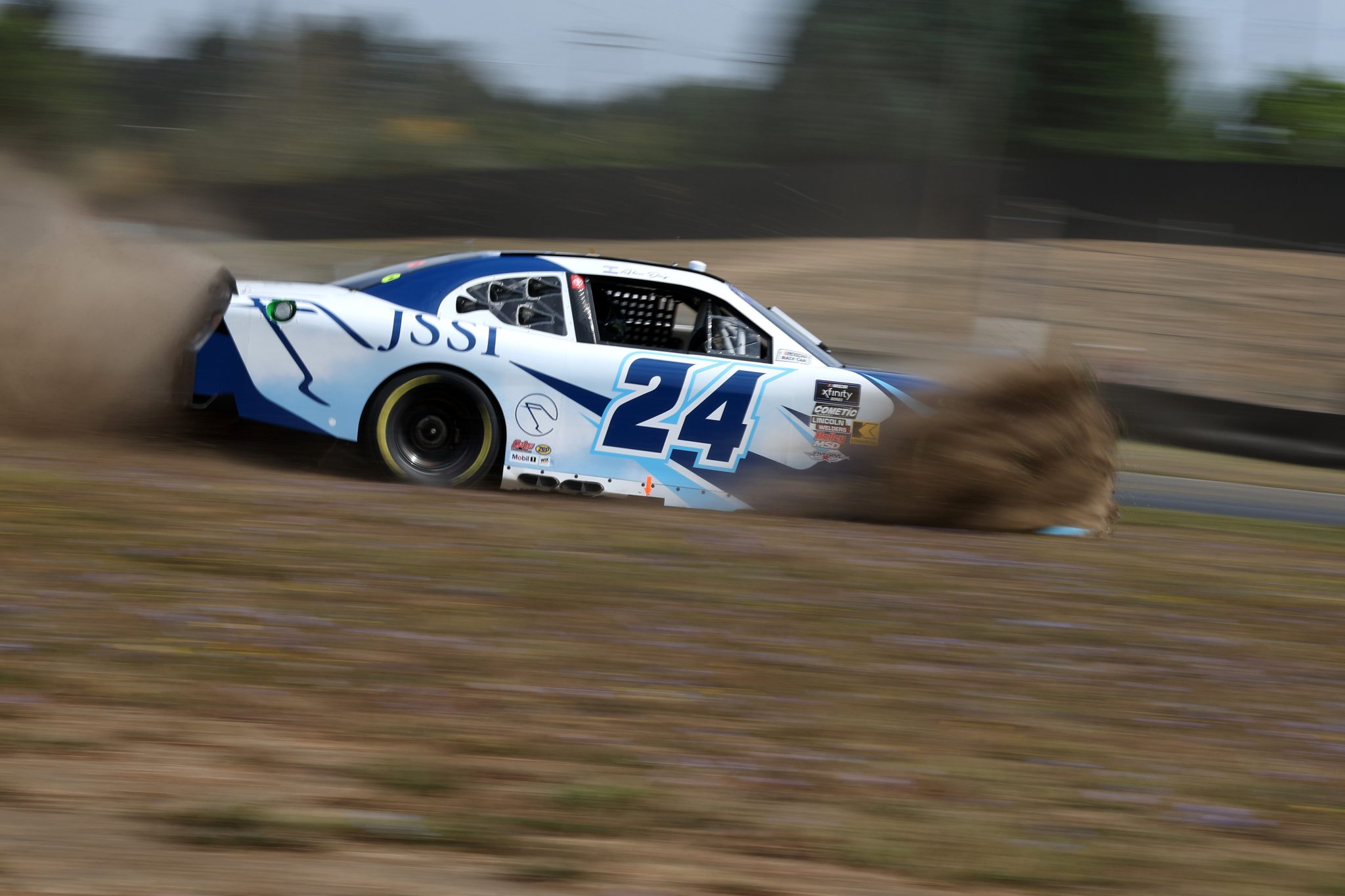 PORTLAND, OREGON - AUGUST 30: Alon Day, driver of the #24 JSSI Toyota, drives during practice for the NASCAR Xfinity Series Pacific Office Automation 147 at Portland International Raceway on August 30, 2025 in Portland, Oregon. (Photo by David Jensen/Getty Images) | Getty Images