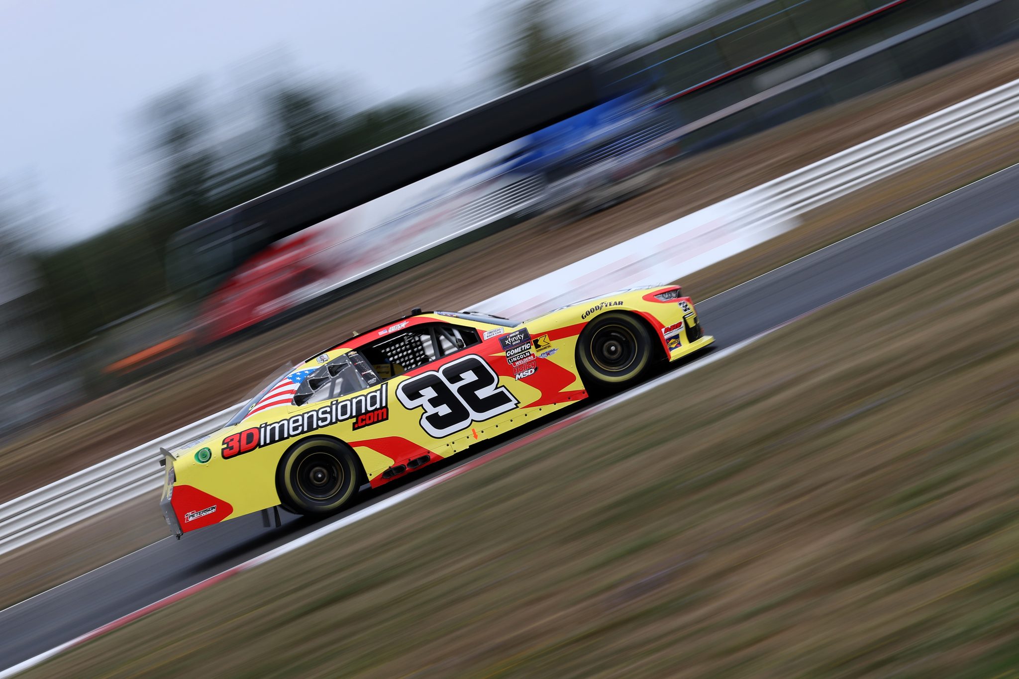 PORTLAND, OREGON - AUGUST 30: Austin Green, driver of the #32 3Dimensional.com Chevrolet, drives during practice for the NASCAR Xfinity Series Pacific Office Automation 147 at Portland International Raceway on August 30, 2025 in Portland, Oregon. (Photo by David Jensen/Getty Images) | Getty Images