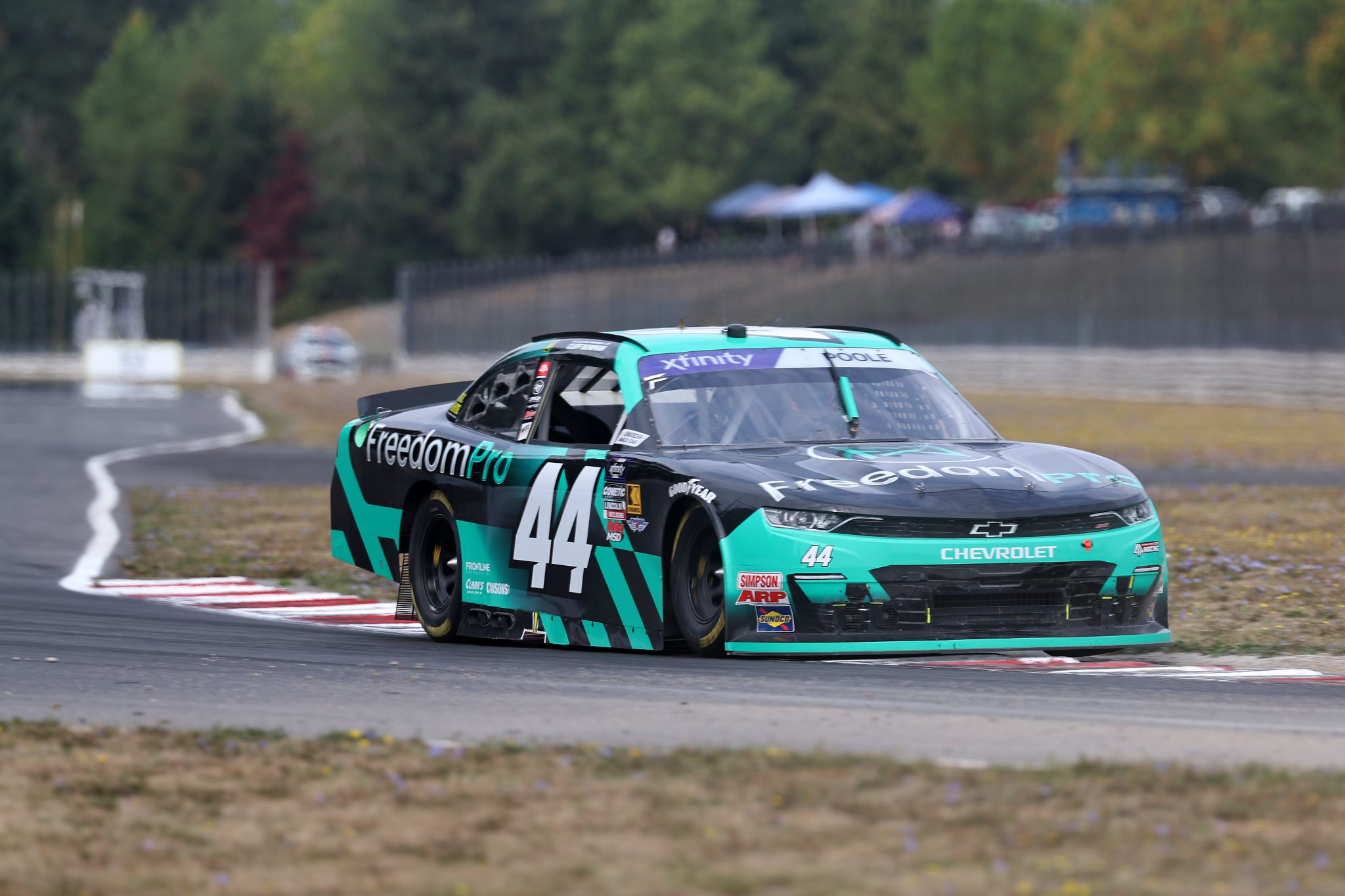 PORTLAND, OREGON - AUGUST 30: Brennan Poole, driver of the #44 Freedom Pro Chevrolet, drives during practice for the NASCAR Xfinity Series Pacific Office Automation 147 at Portland International Raceway on August 30, 2025 in Portland, Oregon. (Photo by David Jensen/Getty Images) | Getty Images