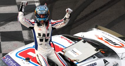 PORTLAND, OREGON - AUGUST 30: Connor Zilisch, driver of the #88 WeatherTech Chevrolet, celebrates after winning the NASCAR Xfinity Series Pacific Office Automation 147 at Portland International Raceway on August 30, 2025 in Portland, Oregon. (Photo by David Jensen/Getty Images) | Getty Images