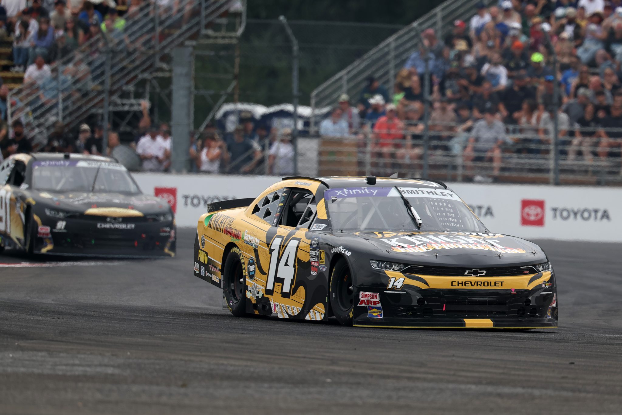 PORTLAND, OREGON - AUGUST 30: Garrett Smithley, driver of the #14 Knight Fire/Dozer Winch Chevrolet, drives during the NASCAR Xfinity Series Pacific Office Automation 147 at Portland International Raceway on August 30, 2025 in Portland, Oregon. (Photo by David Jensen/Getty Images) | Getty Images