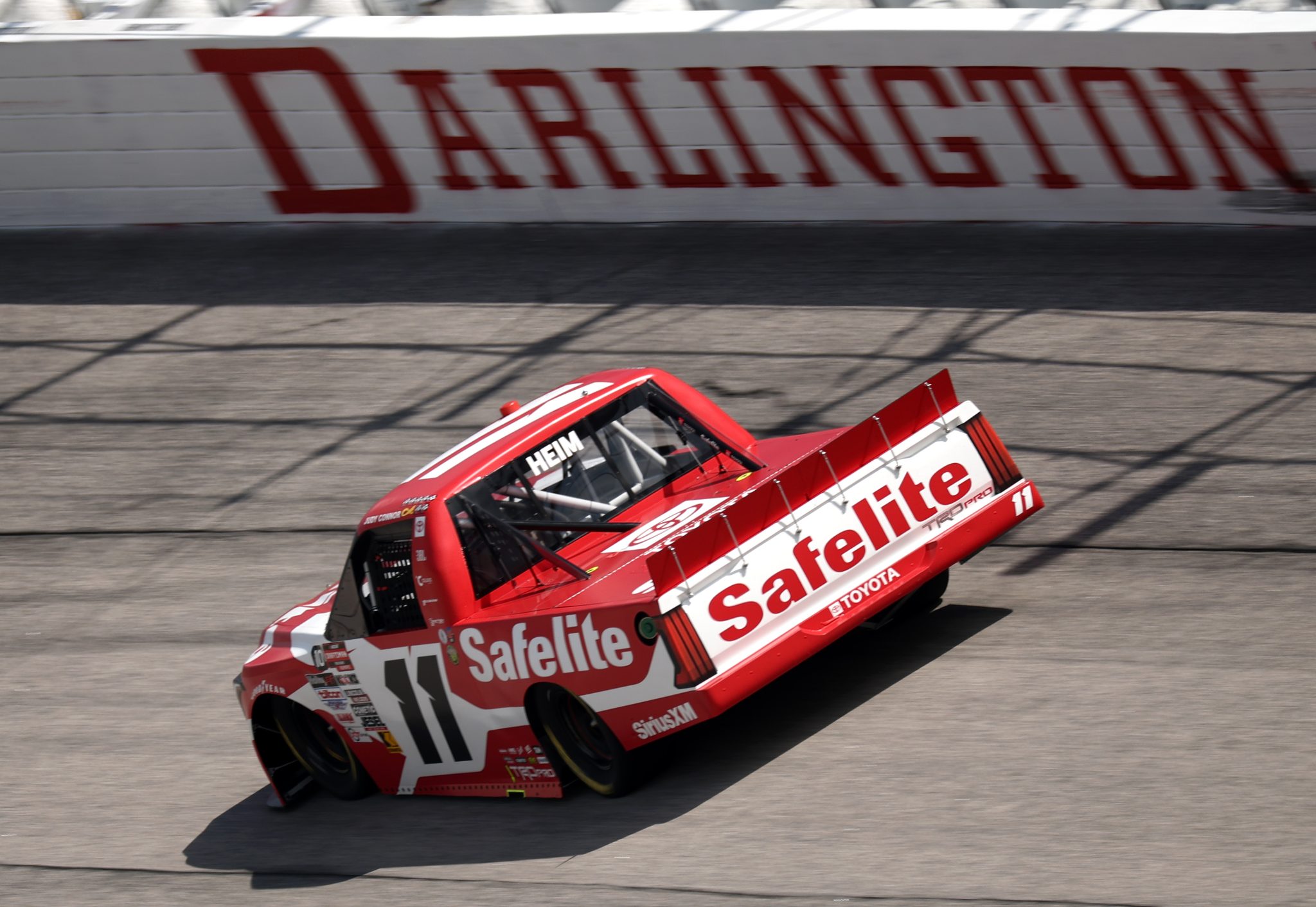 DARLINGTON, SOUTH CAROLINA - AUGUST 30: Corey Heim, driver of the #11 Safelite Toyota, drives during the NASCAR Craftsman Truck Series Sober or Slammer 200 at Darlington Raceway on August 30, 2025 in Darlington, South Carolina. (Photo by Jared C. Tilton/Getty Images) | Getty Images