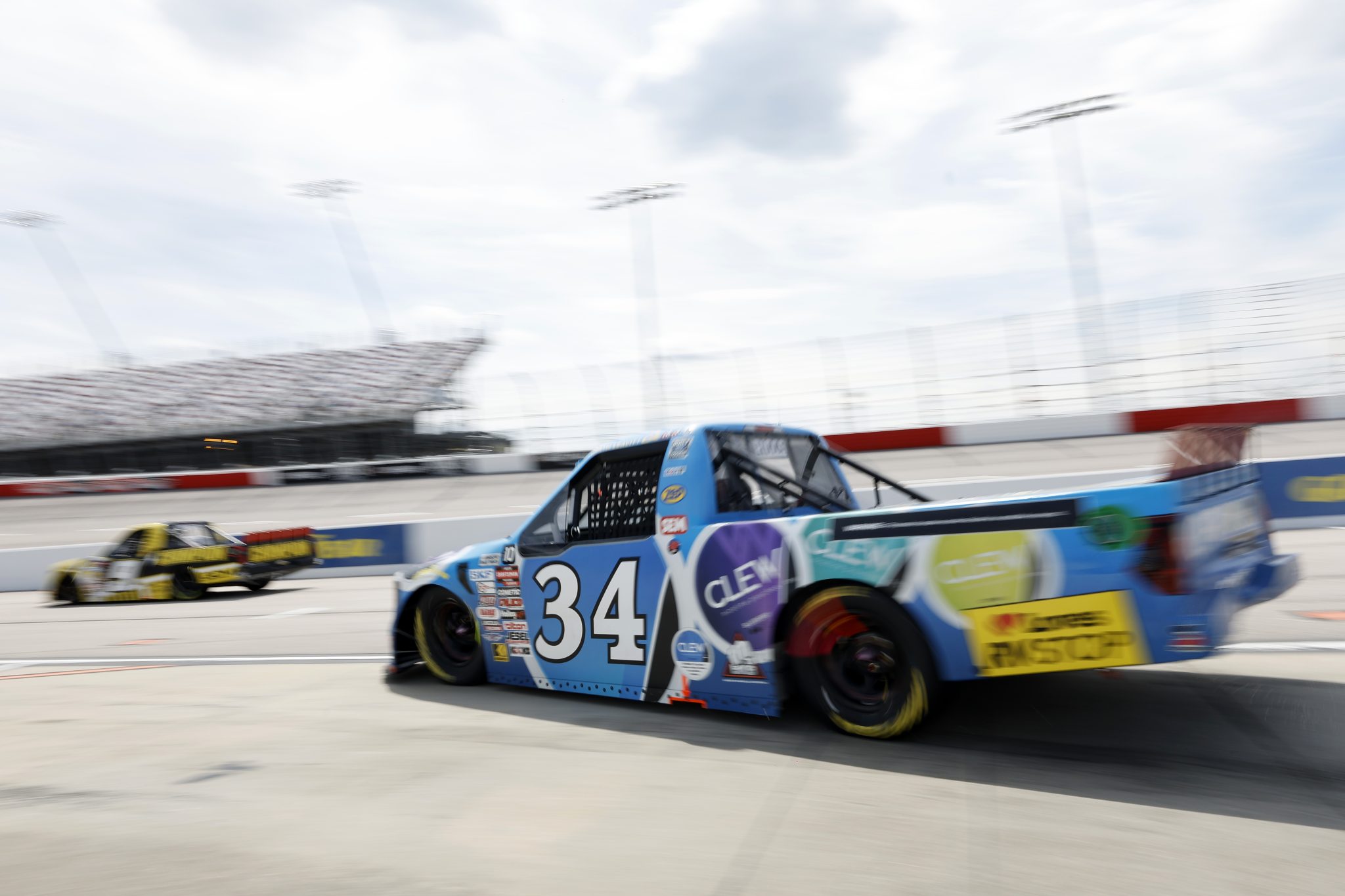 DARLINGTON, SOUTH CAROLINA - AUGUST 30: Layne Riggs, driver of the #34 Clew Ford, exits pit road during the NASCAR Craftsman Truck Series Sober or Slammer 200 at Darlington Raceway on August 30, 2025 in Darlington, South Carolina. (Photo by Logan Riely/Getty Images) | Getty Images