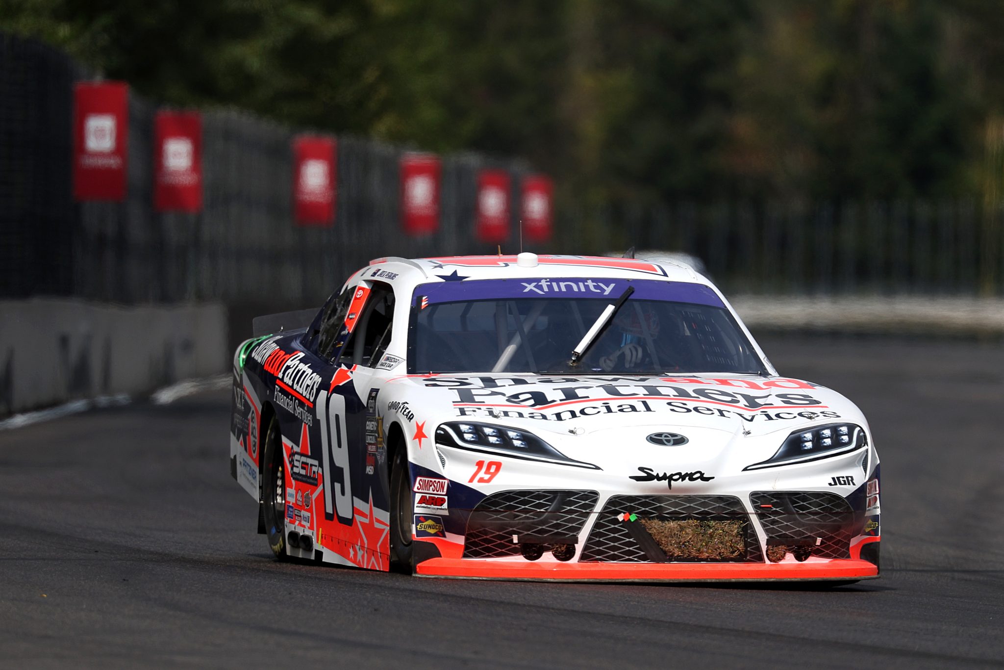 PORTLAND, OREGON - AUGUST 30: Jack Perkins, driver of the #19 Shaw and Partners Toyota, drives during practice for the NASCAR Xfinity Series Pacific Office Automation 147 at Portland International Raceway on August 30, 2025 in Portland, Oregon. (Photo by David Jensen/Getty Images) | Getty Images