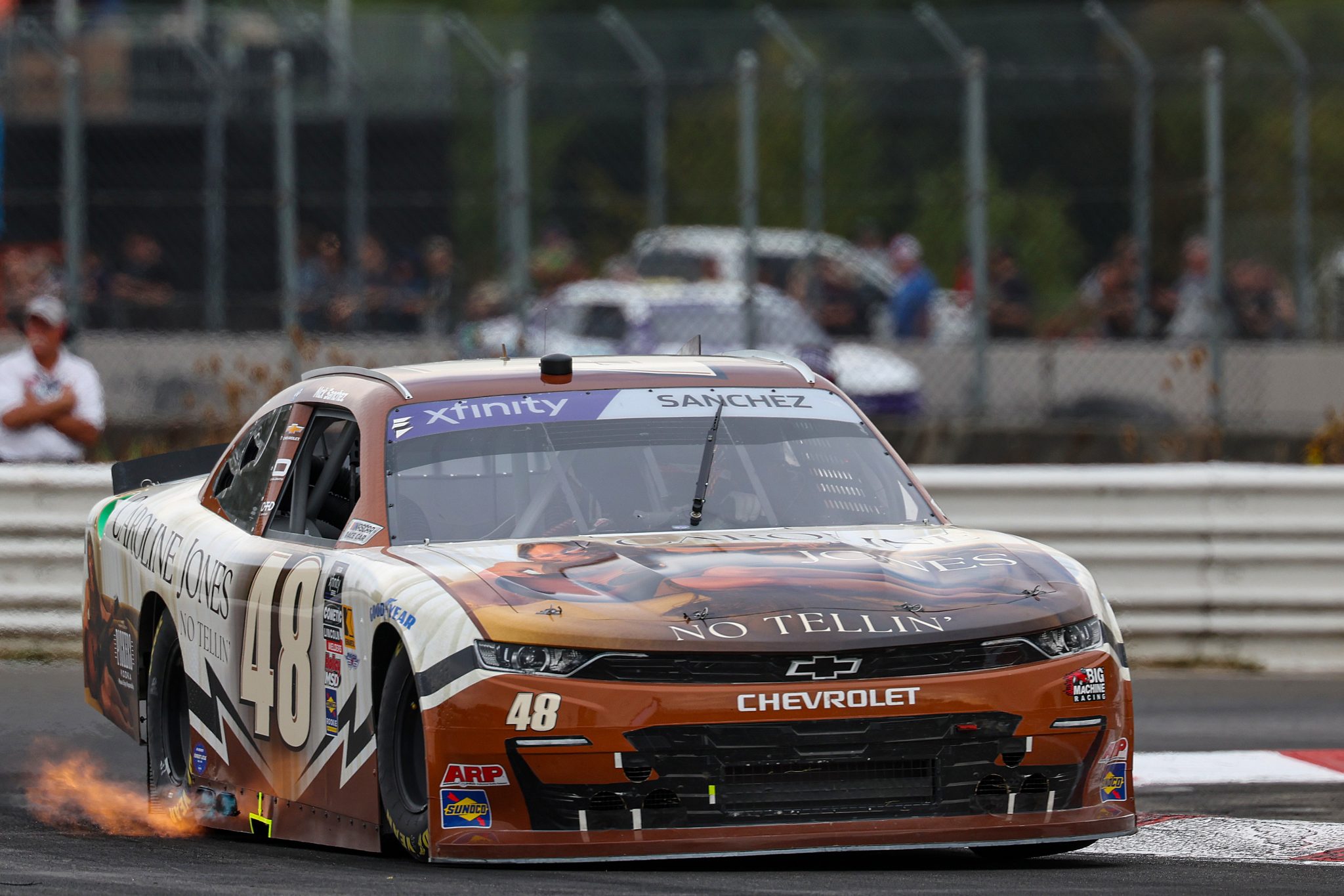PORTLAND, OREGON - AUGUST 30: Nick Sanchez, driver of the #48 Caroline Jones No Tellin Chevrolet, drives during the NASCAR Xfinity Series Pacific Office Automation 147 at Portland International Raceway on August 30, 2025 in Portland, Oregon. (Photo by David Jensen/Getty Images) | Getty Images