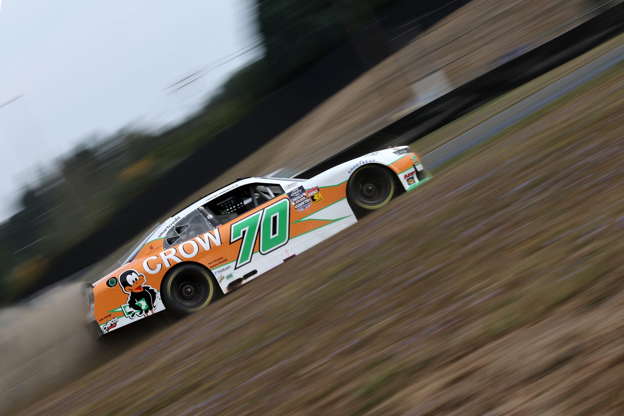 PORTLAND, OREGON - AUGUST 30: Thomas Annunziata, driver of the #70 CROW Credit Repair Chevrolet, drives during practice for the NASCAR Xfinity Series Pacific Office Automation 147 at Portland International Raceway on August 30, 2025 in Portland, Oregon. (Photo by David Jensen/Getty Images) | Getty Images