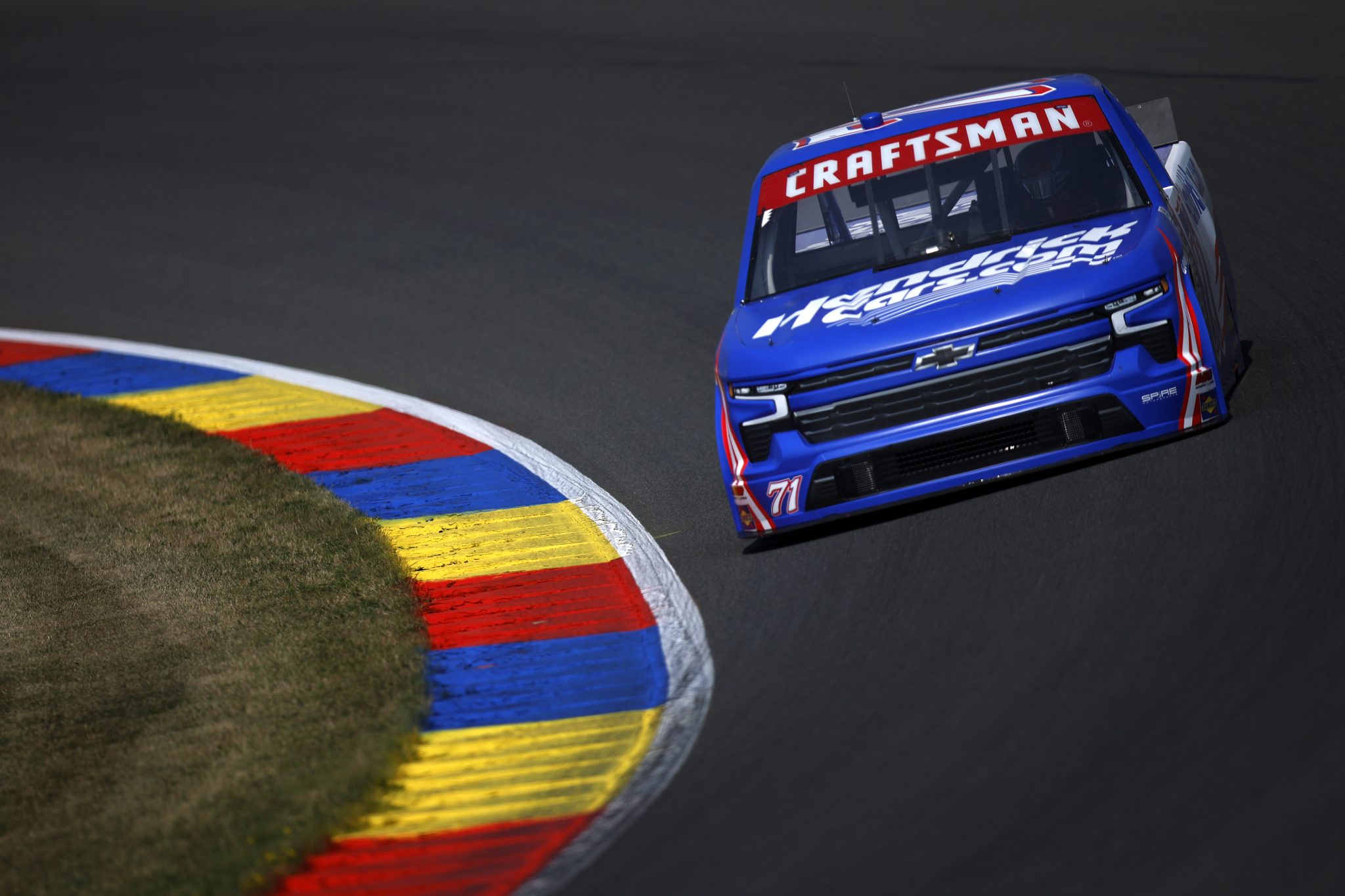 WATKINS GLEN, NEW YORK - AUGUST 08: Rajah Caruth, driver of the #71 HendrickCars.com Chevrolet, drives during practice for the NASCAR Craftsman Truck Series Mission 176 at The Glen at Watkins Glen International on August 08, 2025 in Watkins Glen, New York. (Photo by Sean Gardner/Getty Images) | Getty Images