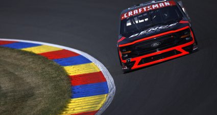 WATKINS GLEN, NEW YORK - AUGUST 08: Ben Rhodes, driver of the #99 TSPORTS Trucks Ford, drives during practice for the NASCAR Craftsman Truck Series Mission 176 at The Glen at Watkins Glen International on August 08, 2025 in Watkins Glen, New York. (Photo by Sean Gardner/Getty Images) | Getty Images
