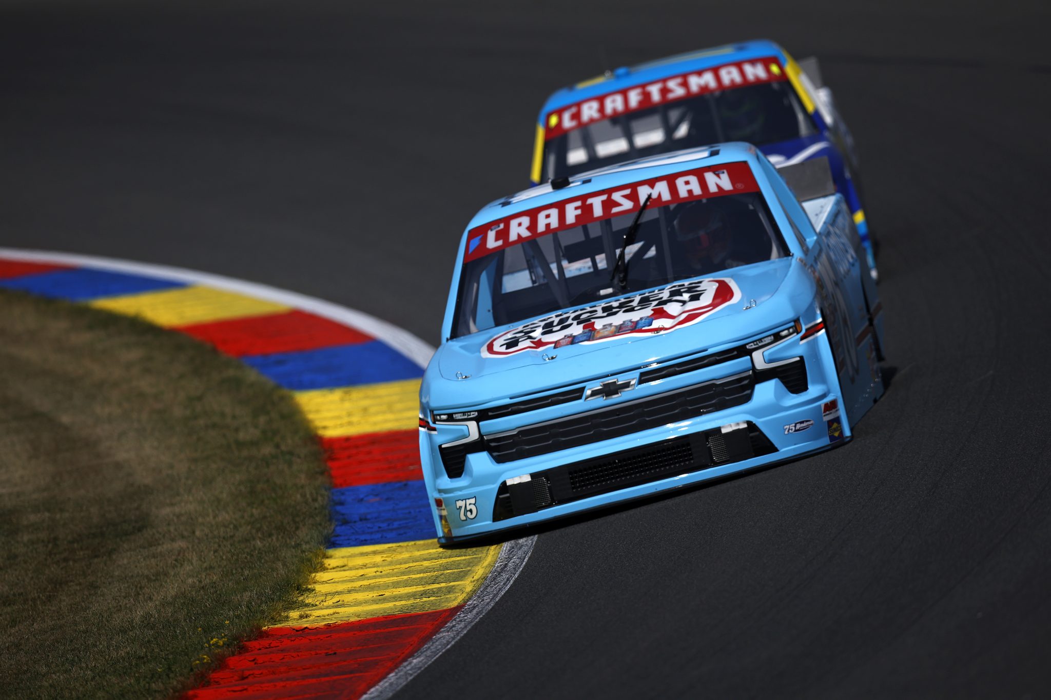 WATKINS GLEN, NEW YORK - AUGUST 08: Parker Kligerman, driver of the #75 Food Country USA Chevrolet, drives during practice for the NASCAR Craftsman Truck Series Mission 176 at The Glen at Watkins Glen International on August 08, 2025 in Watkins Glen, New York. (Photo by Sean Gardner/Getty Images) | Getty Images