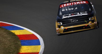 WATKINS GLEN, NEW YORK - AUGUST 08: Jack Wood, driver of the #91 Adaptive One Calipers Chevrolet, drives during practice for the NASCAR Craftsman Truck Series Mission 176 at The Glen at Watkins Glen International on August 08, 2025 in Watkins Glen, New York. (Photo by Sean Gardner/Getty Images) | Getty Images